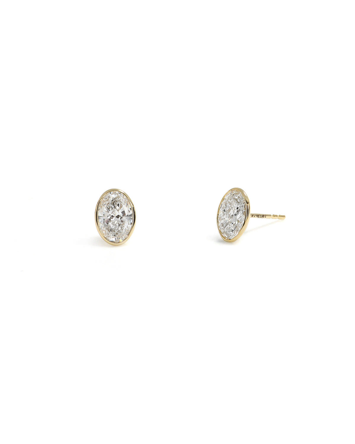 2ct Oval Lab Grown Yellow Bezel Stud