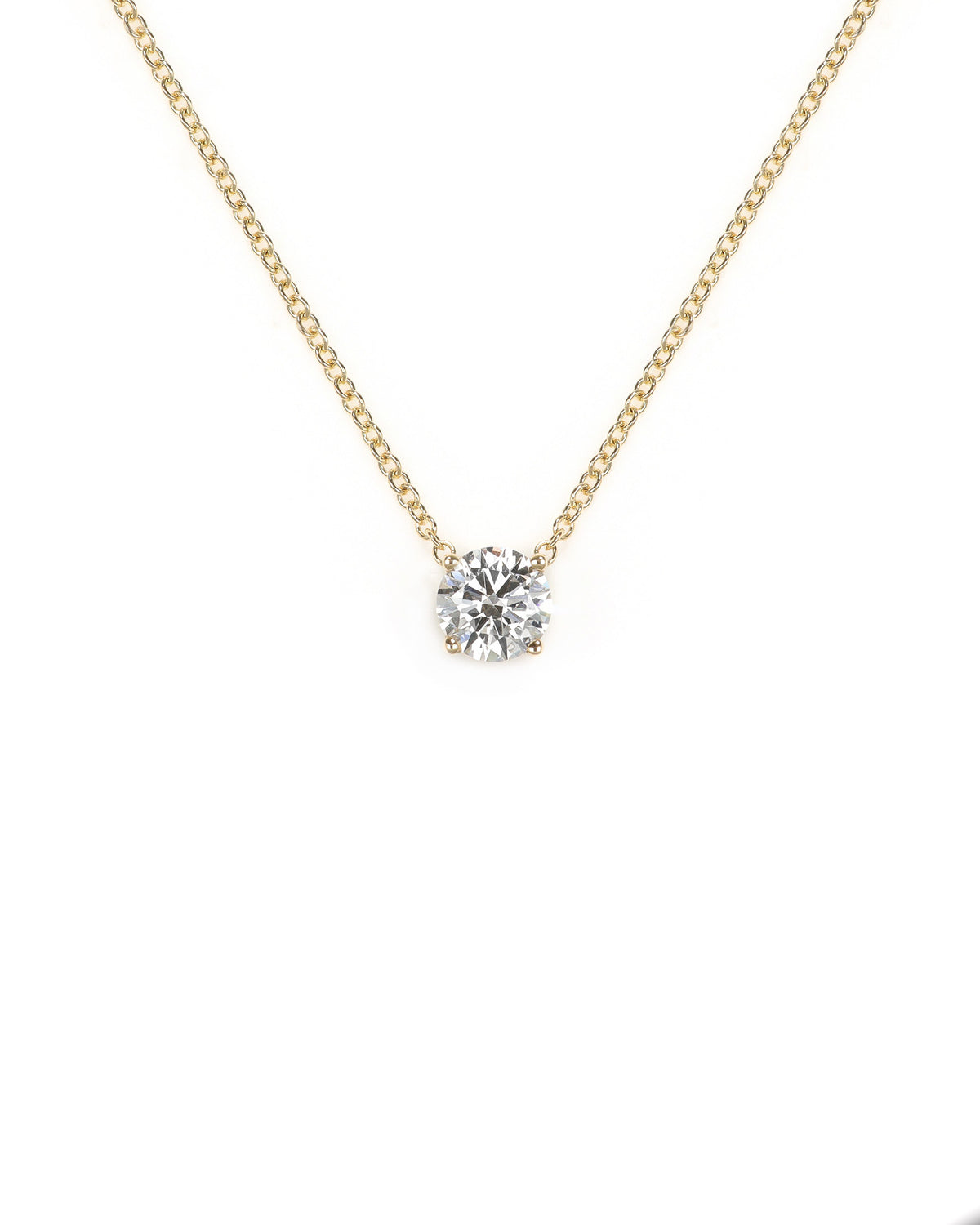 0.50ct Lab Diamond Solitaire Yellow Gold Necklaces