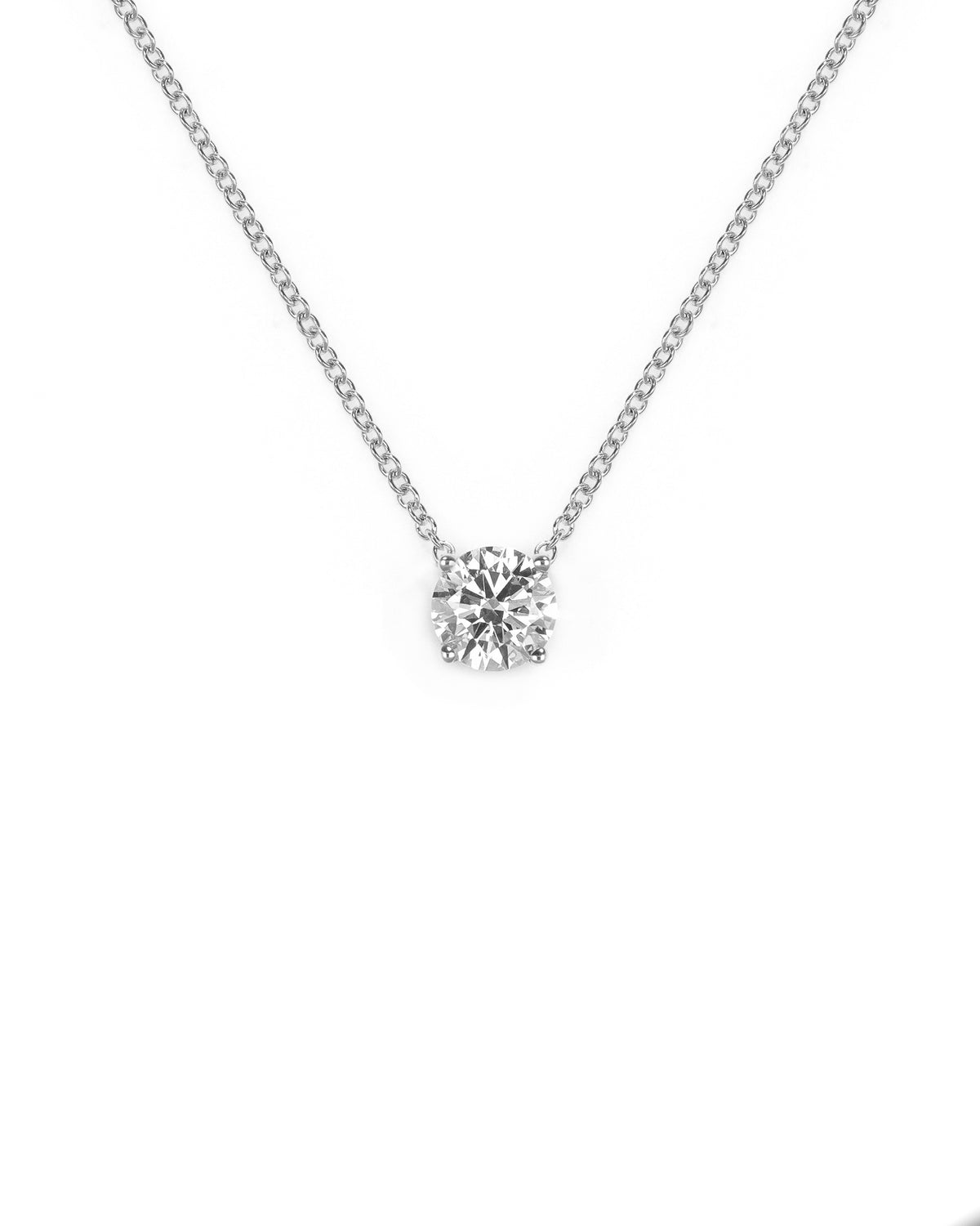 1ct Lab Diamond Solitaire White Gold Necklaces