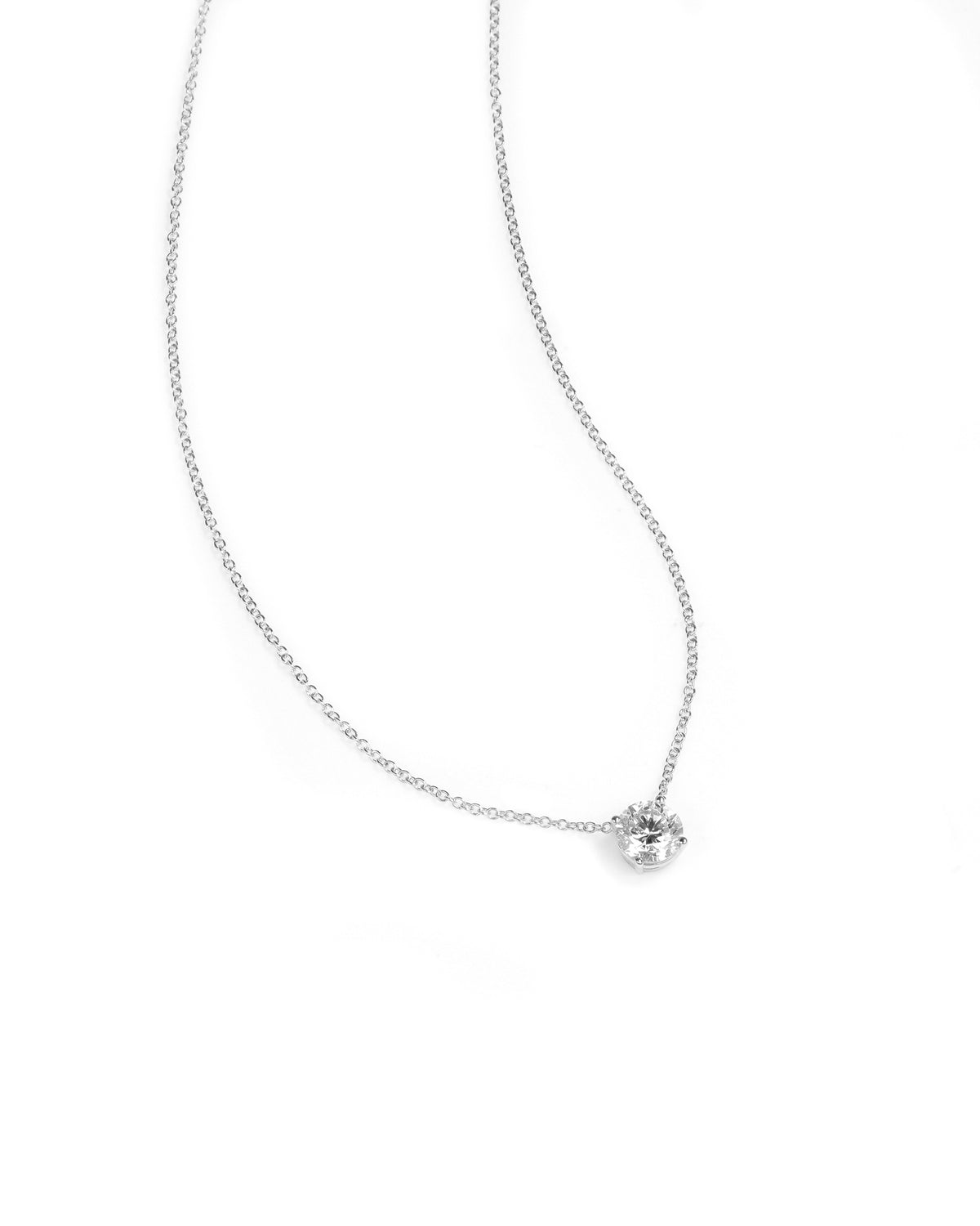 1ct Lab Diamond Solitaire White Gold Necklace