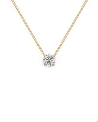 1ct Lab Diamond Solitaire Yellow Gold Necklaces