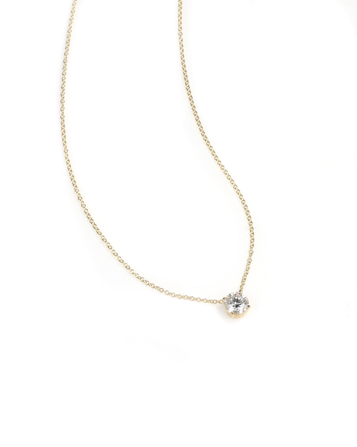 1ct Lab Diamond Solitaire Yellow Gold Necklace