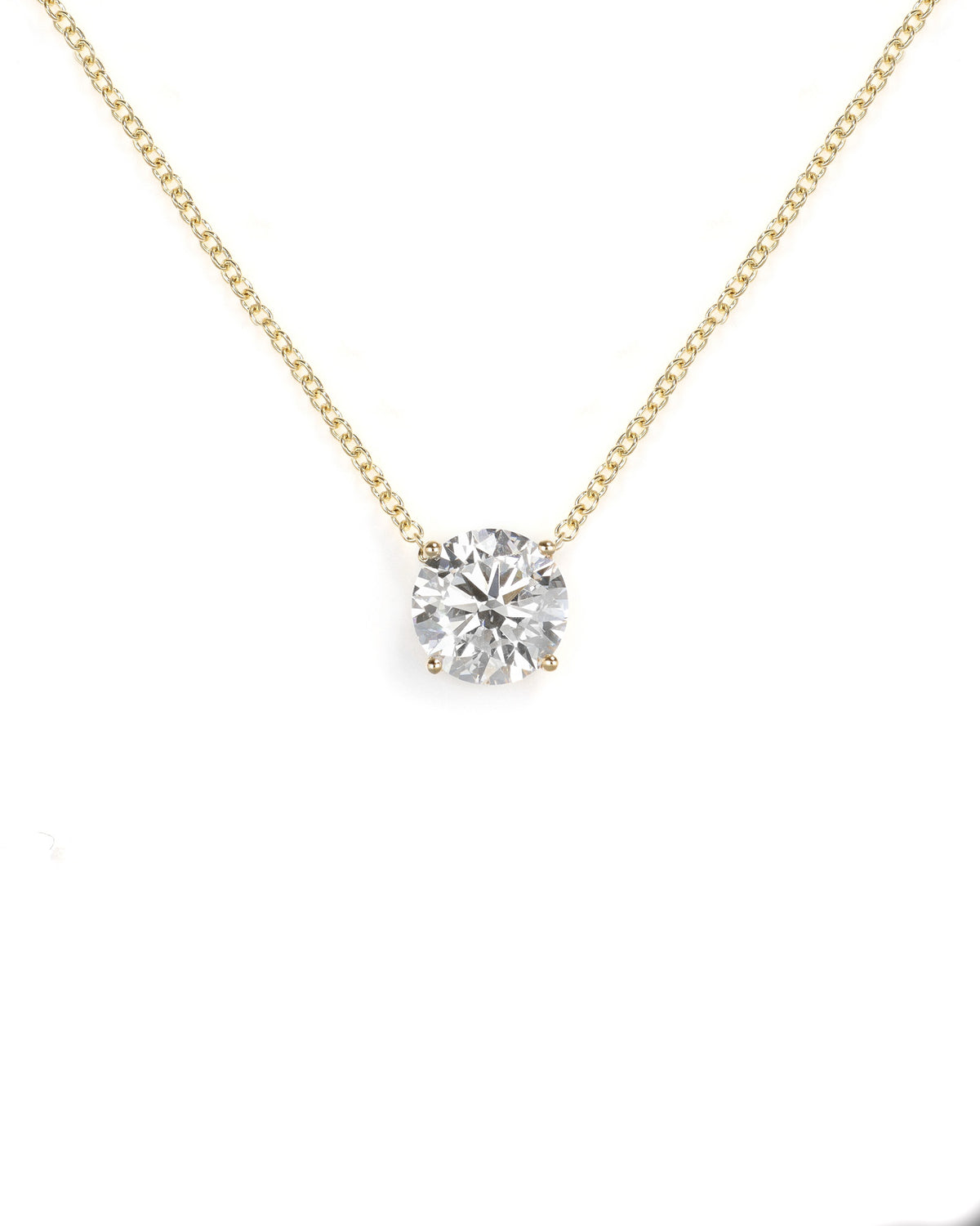 1.50ct Lab Diamond Solitaire Yellow Gold Necklaces