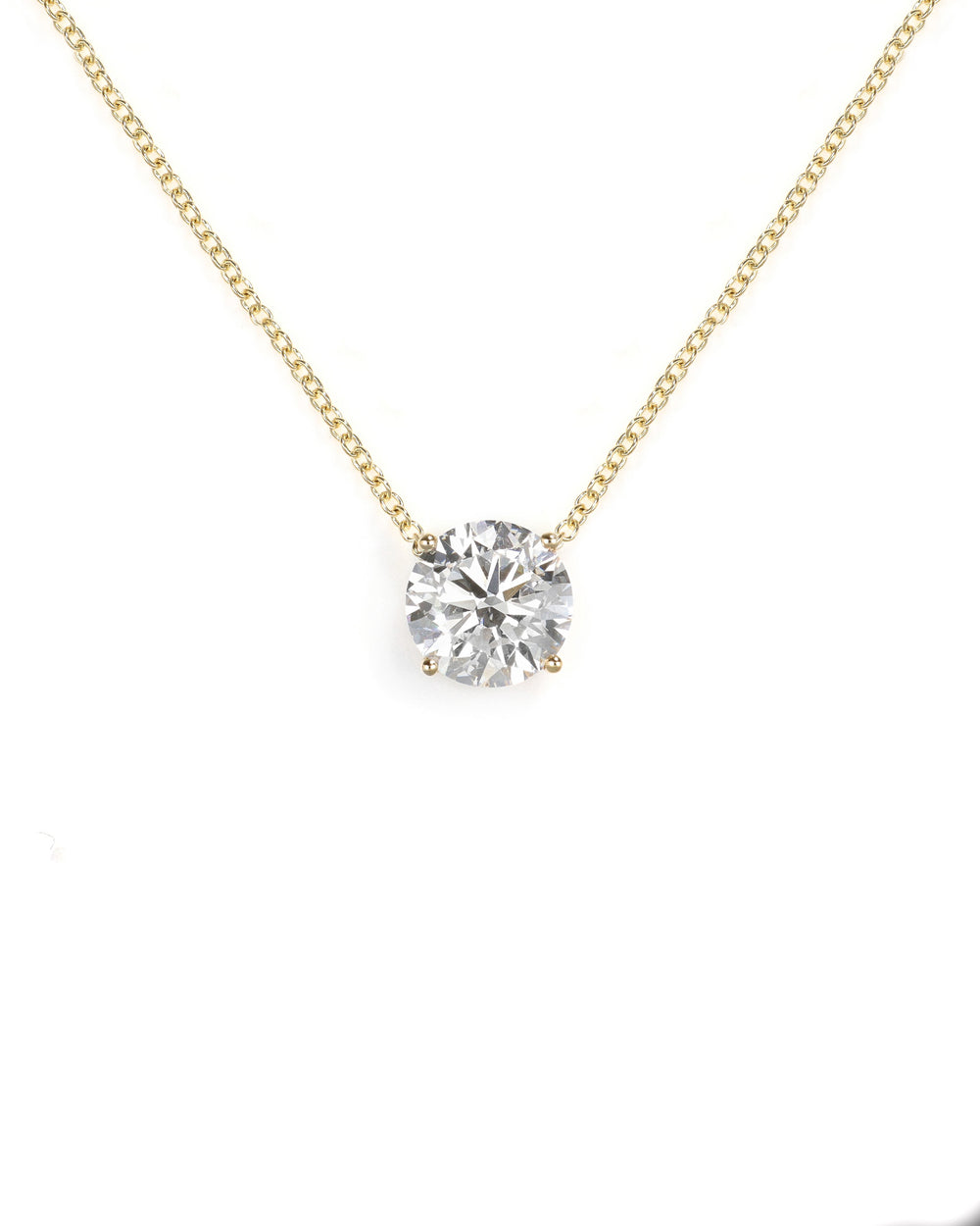 2ct Lab Diamond Solitaire Yellow Gold Necklaces
