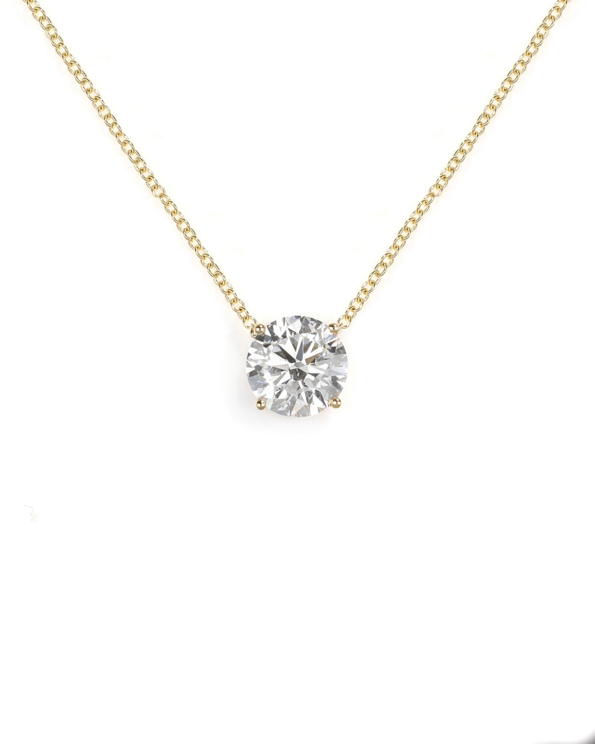 2ct Lab Diamond Solitaire Yellow Gold Necklaces