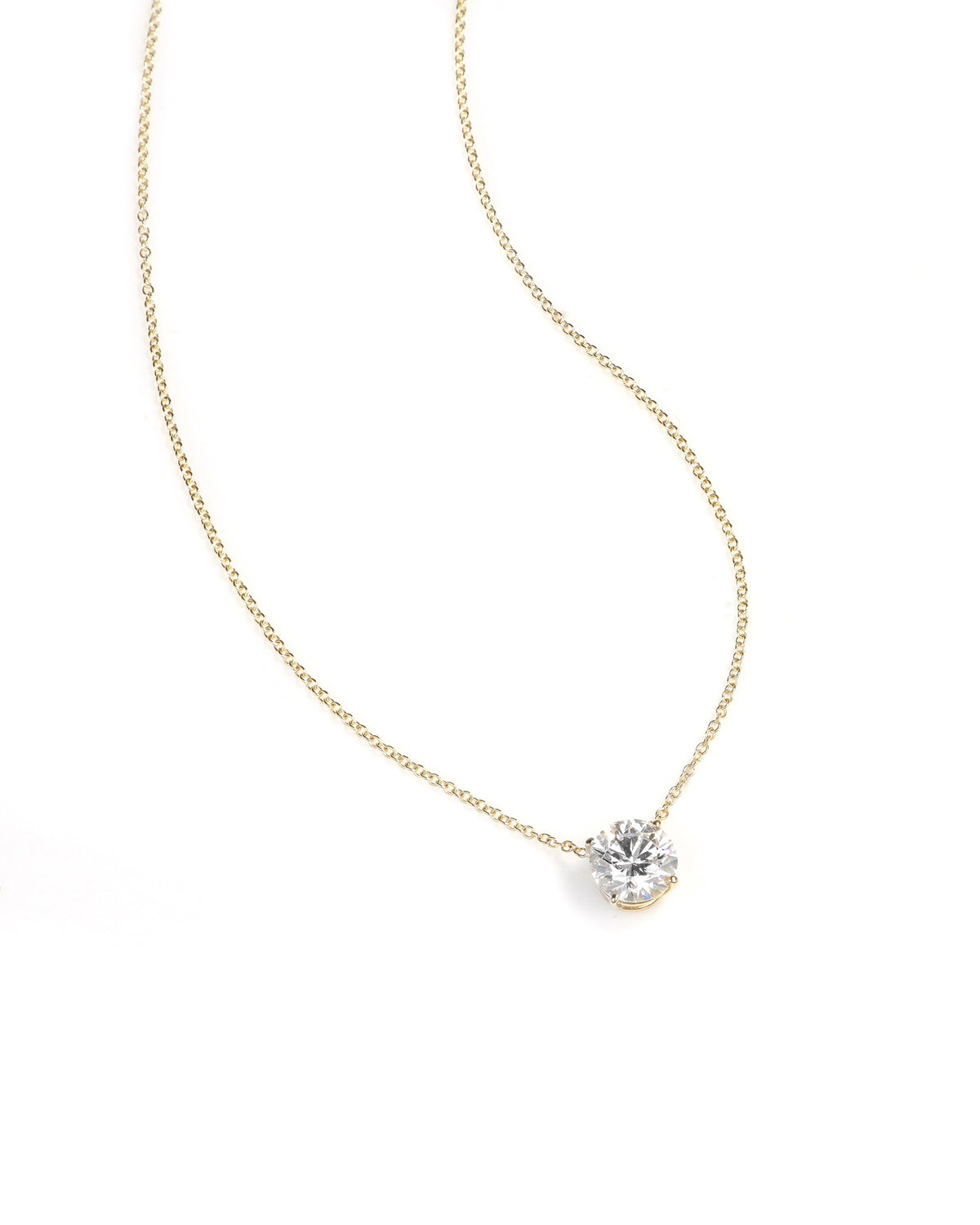 2ct Lab Diamond Solitaire Yellow Gold Necklace