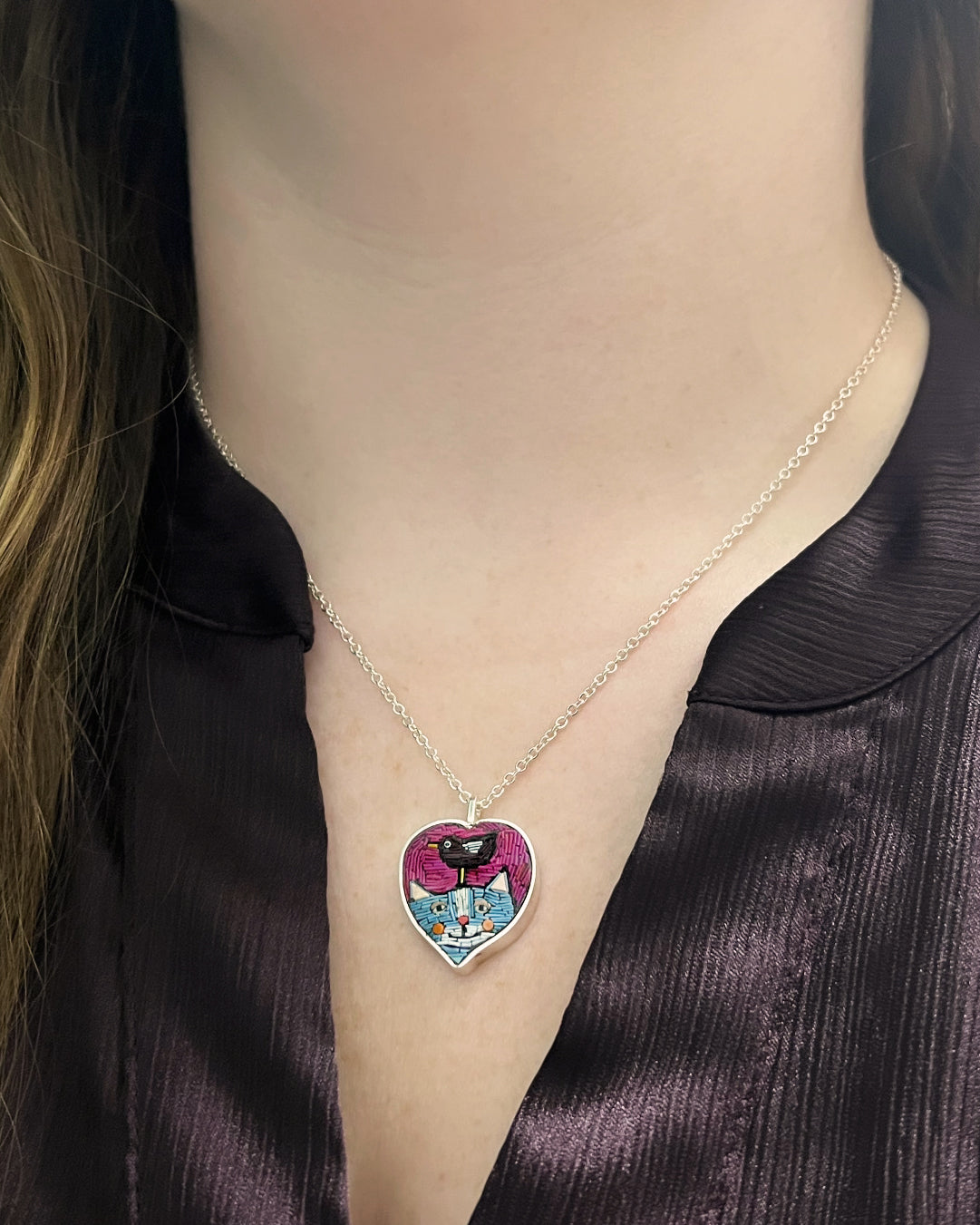 Catbird Heart Pendant