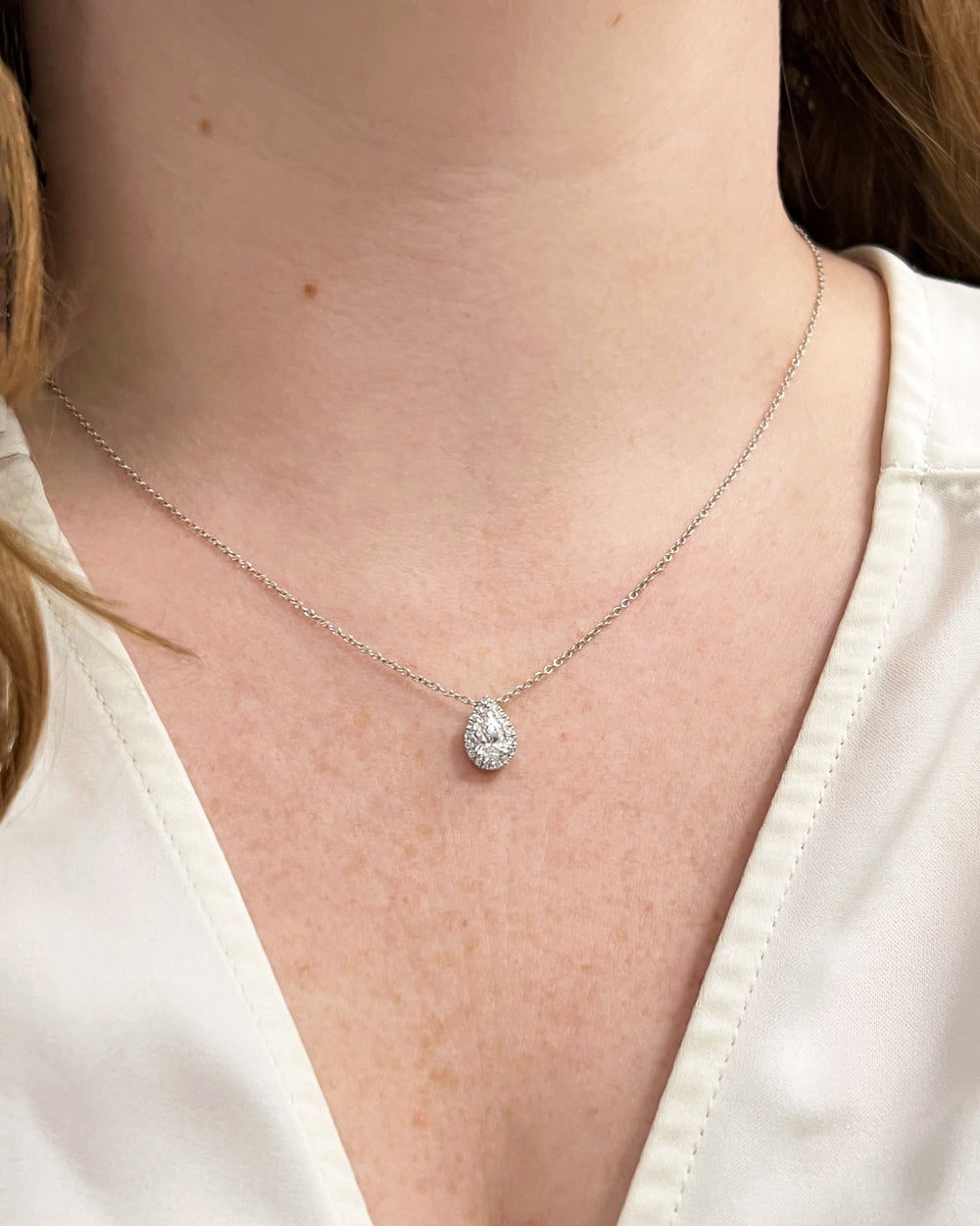 Pear Shape Lab Diamond Halo Pendant