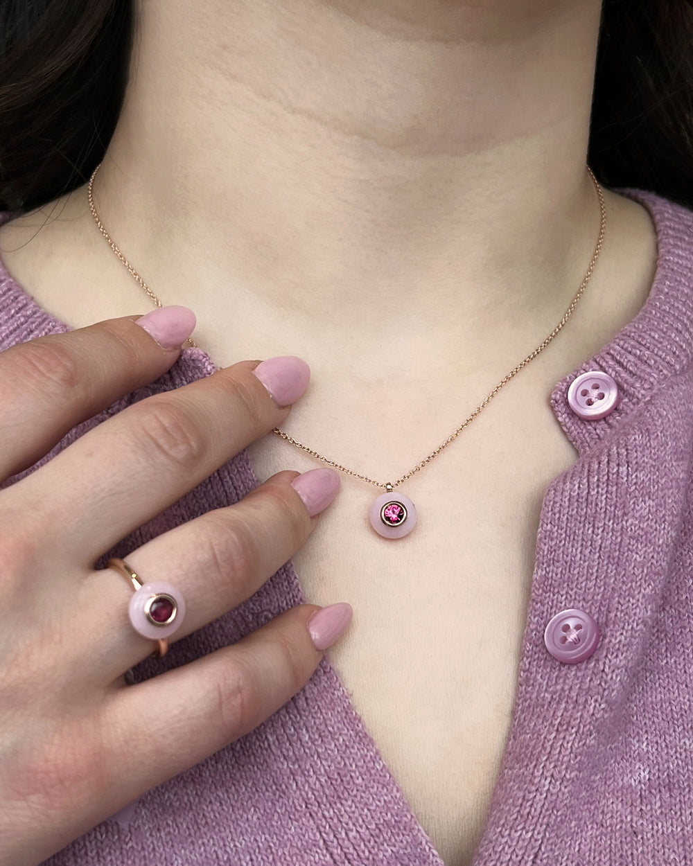 Rose Quartz and Rhodolite Necklace