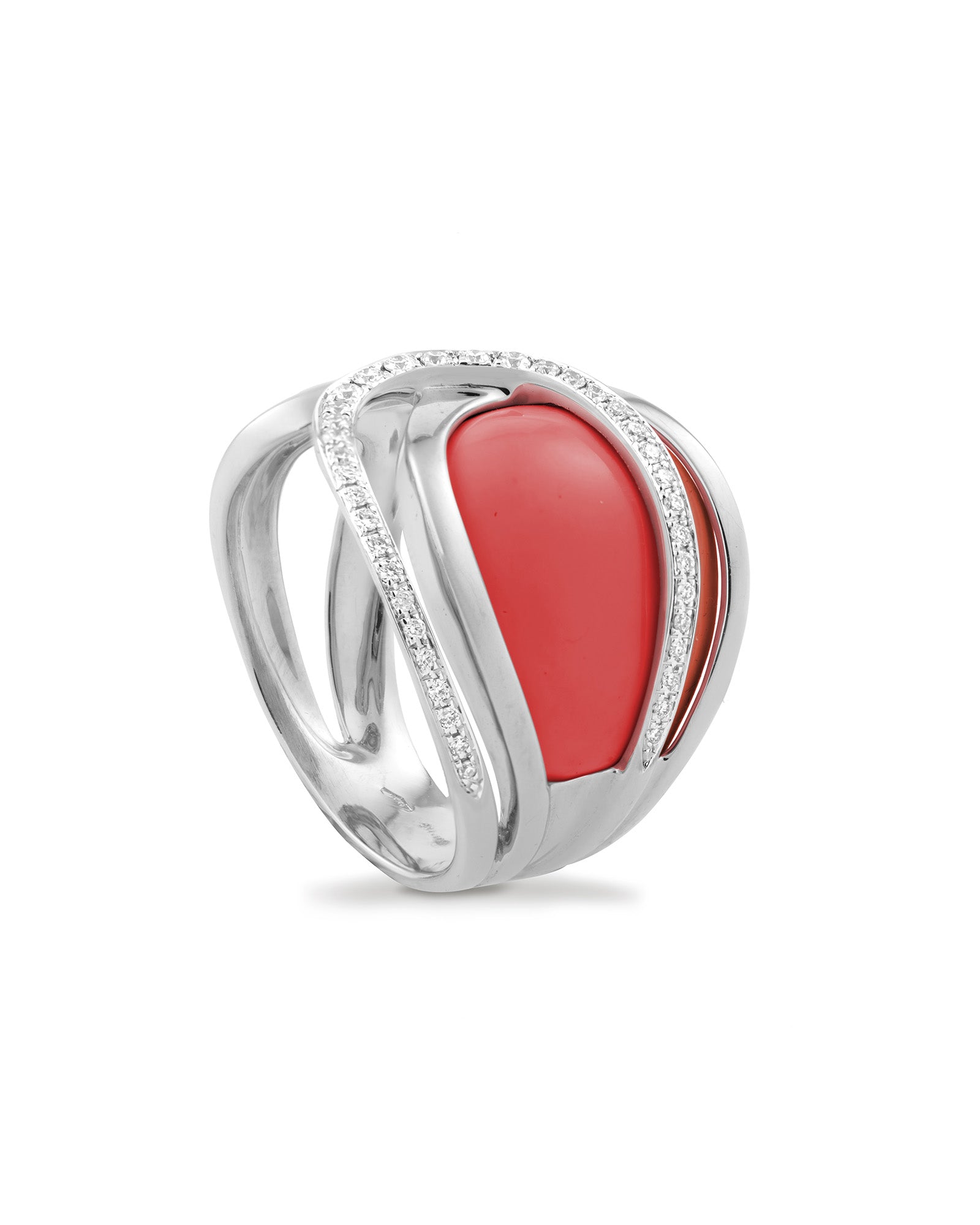White Gold Coral Ring