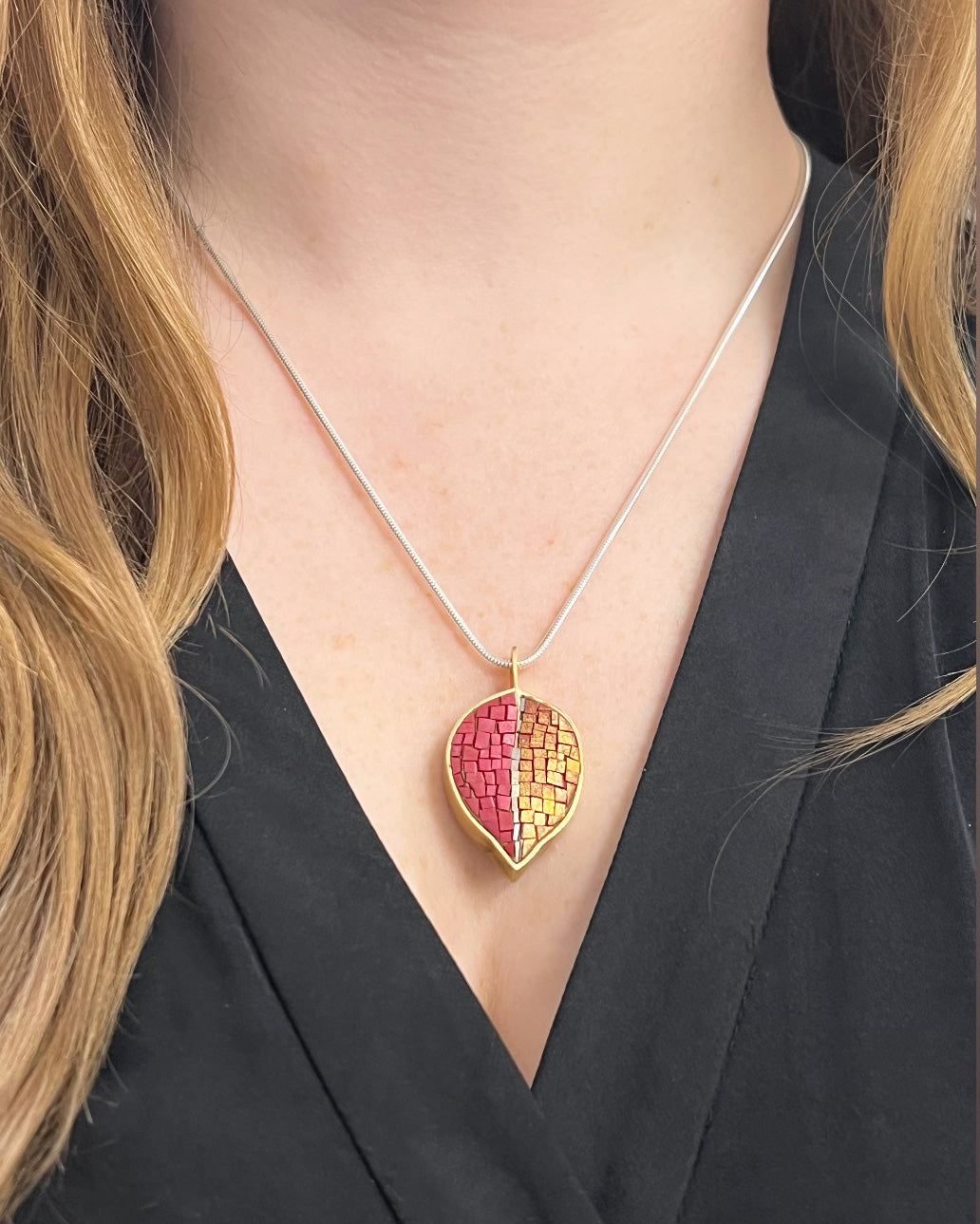 Red & Pink Leaf Pendant