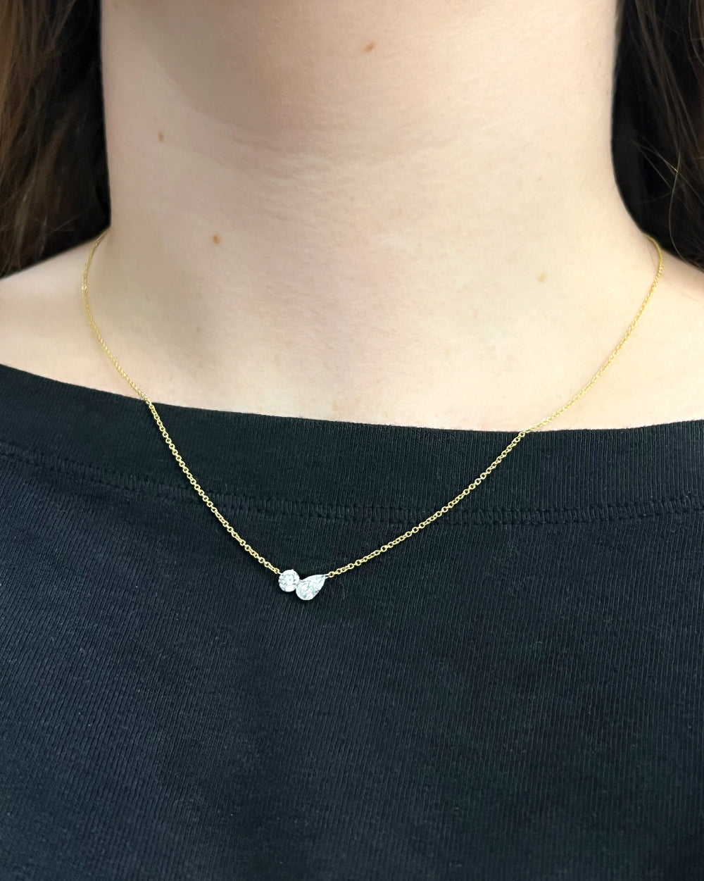 Dainty Toi et Moi Lab Diamond Necklace