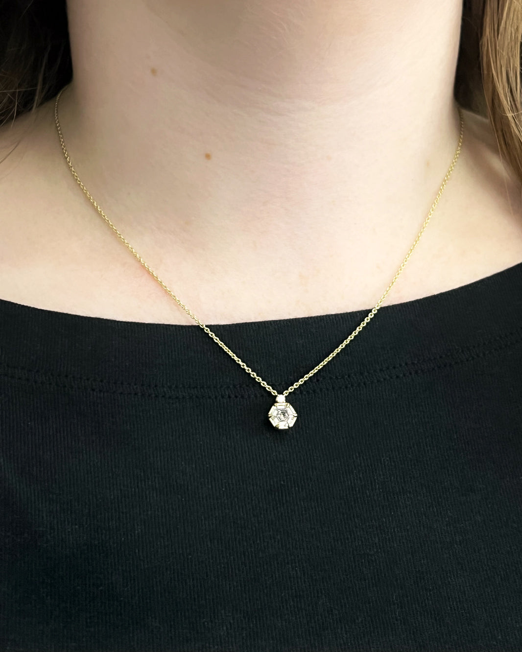 Hexagon and Round Lab Diamond Necklace