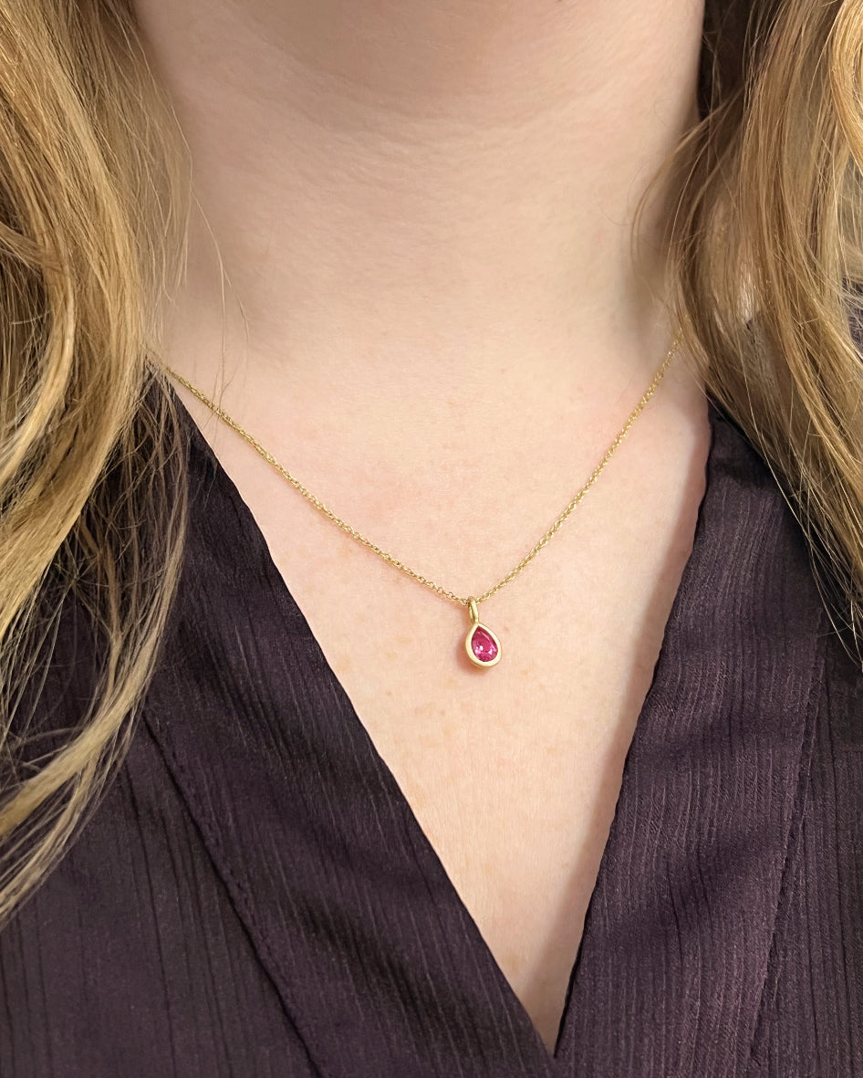 Pink Spinel Drop Charm