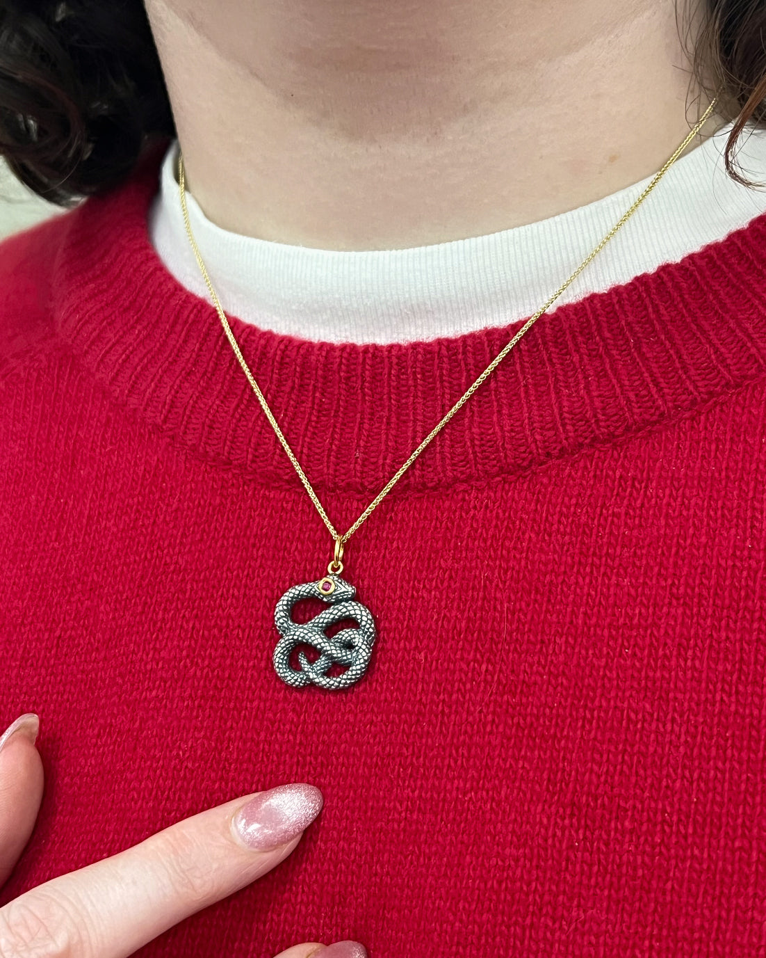 Snake Pendant with Ruby Eyes