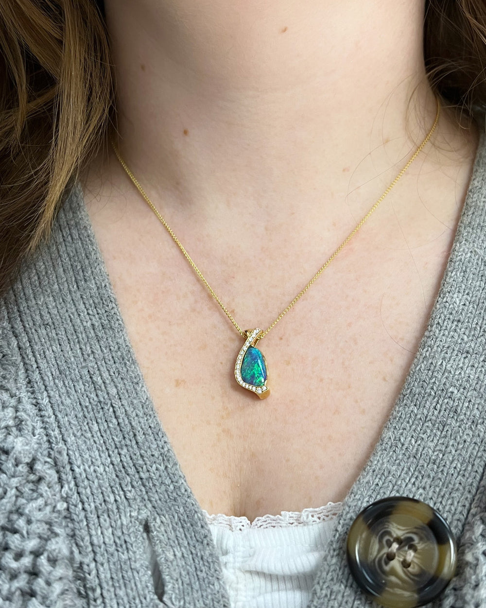 Opal and Diamond Pendant