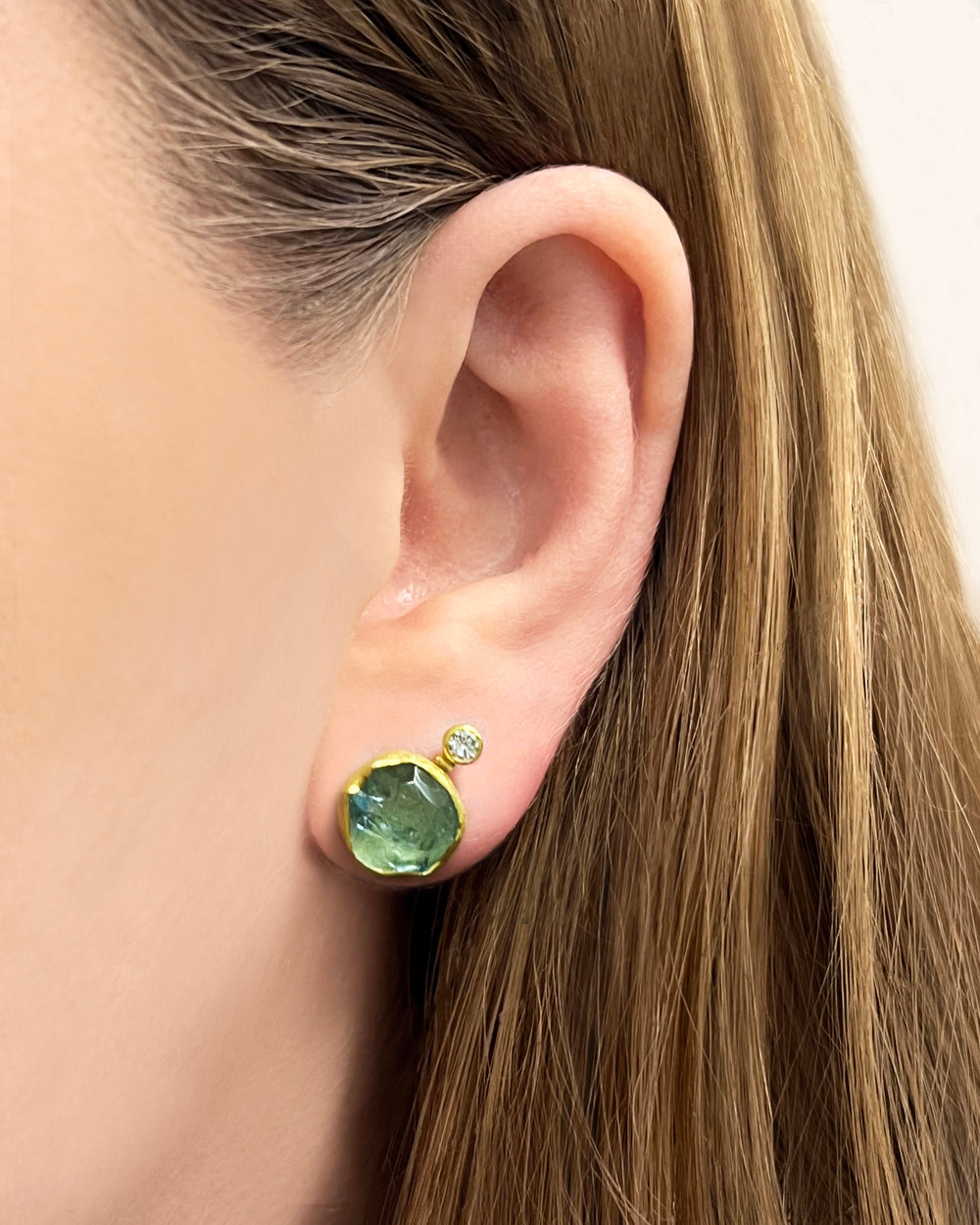 Aquamarine and Diamond Studs
