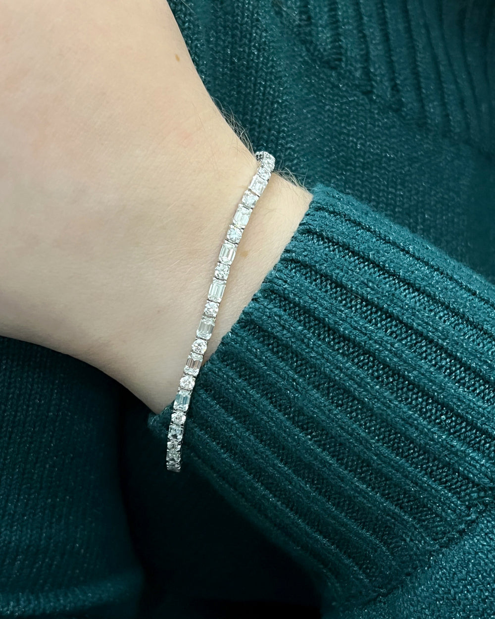 6.91ctw Emerald Cut and Round Lab Diamond Bracelet