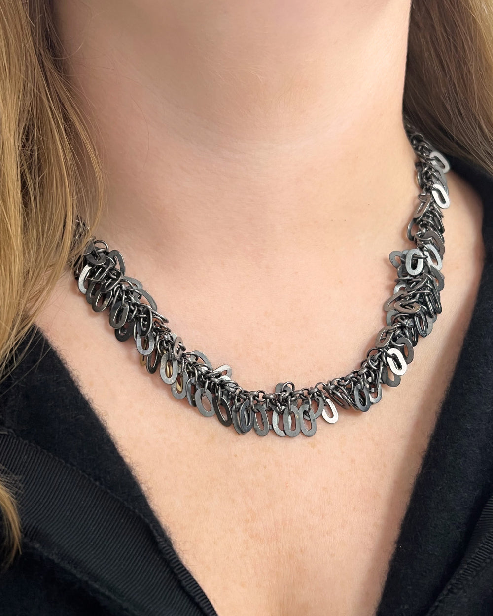 Fringe Necklace With Gold Links