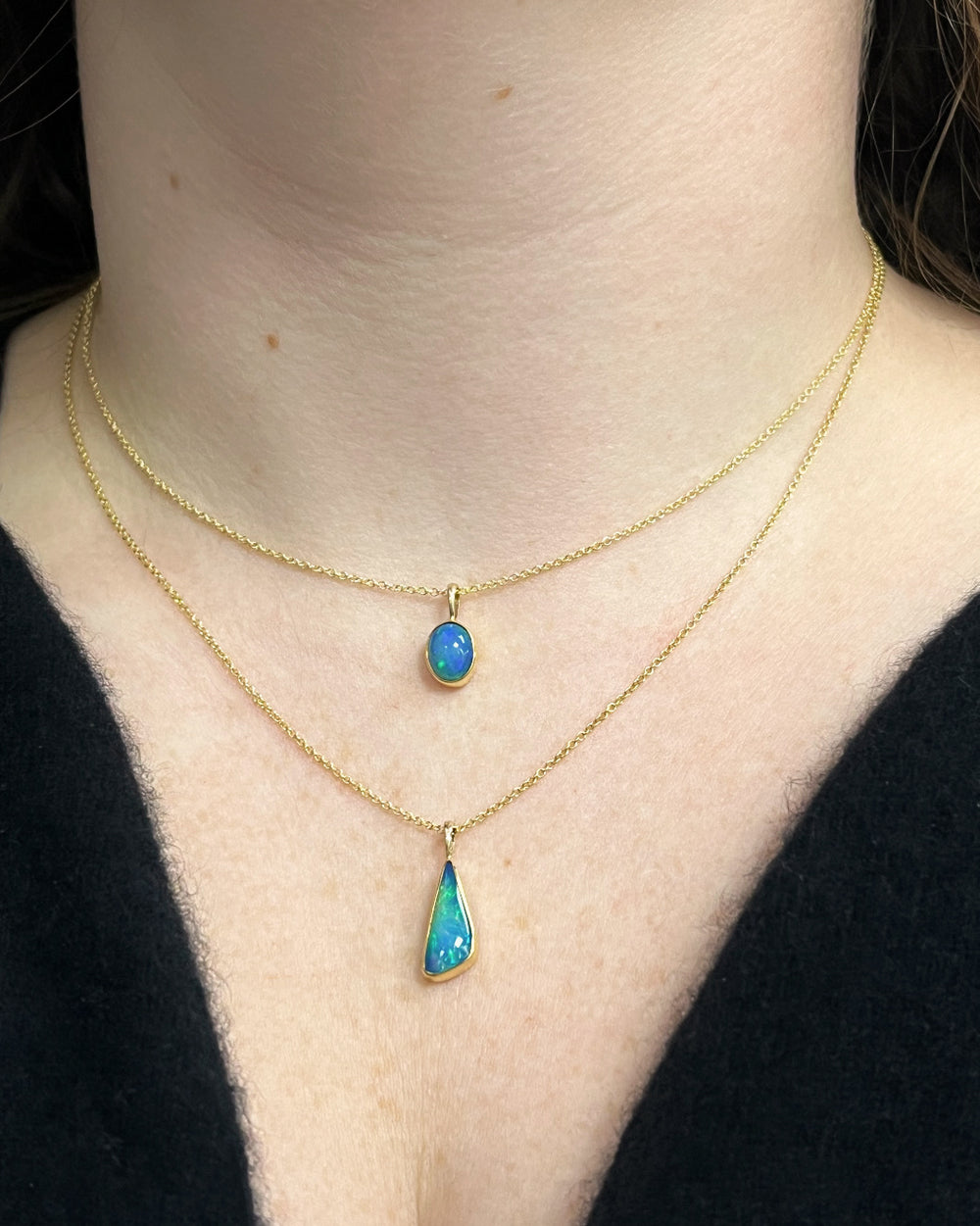 Dainty Oval Opal Pendant