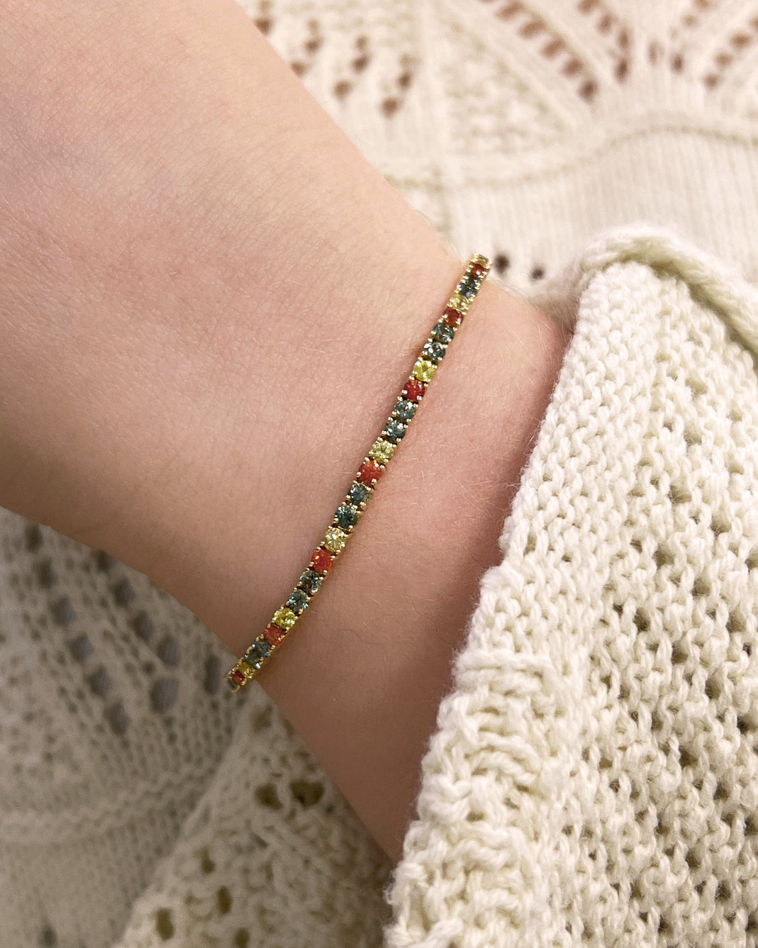 Multi-Color Sapphire Tennis Bracelet