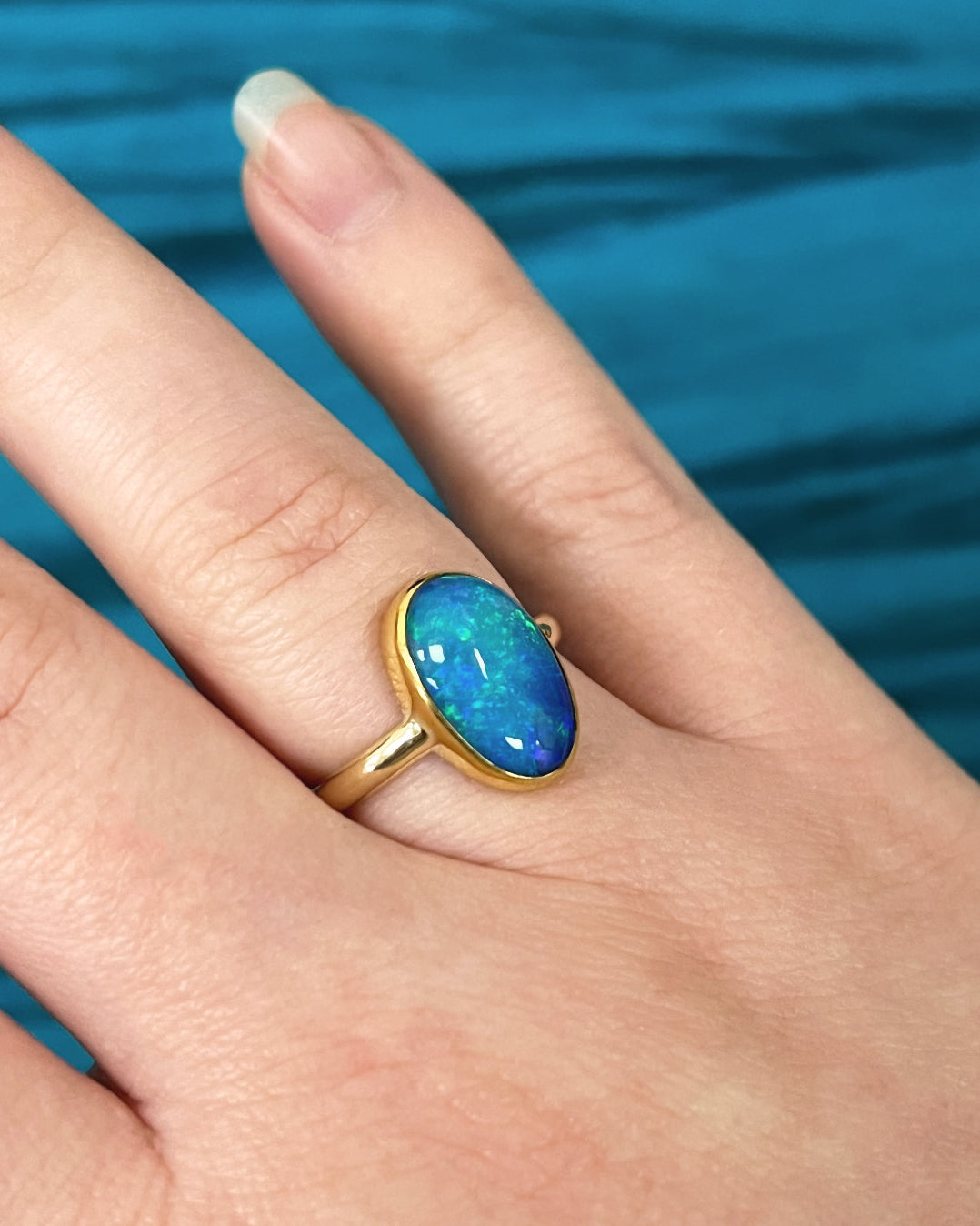 Elongated Oval Opal Ring