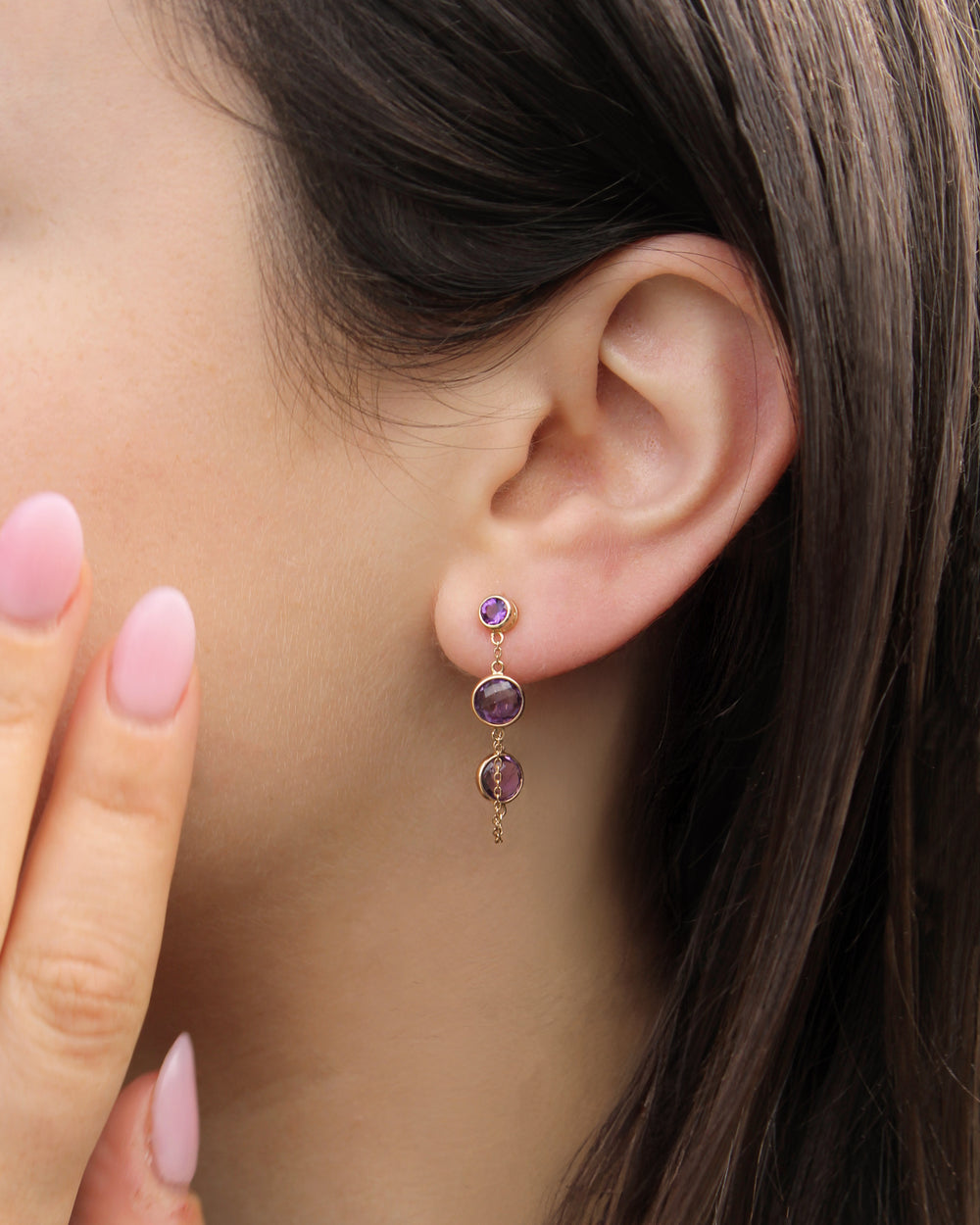 Chain Amethyst Earrings