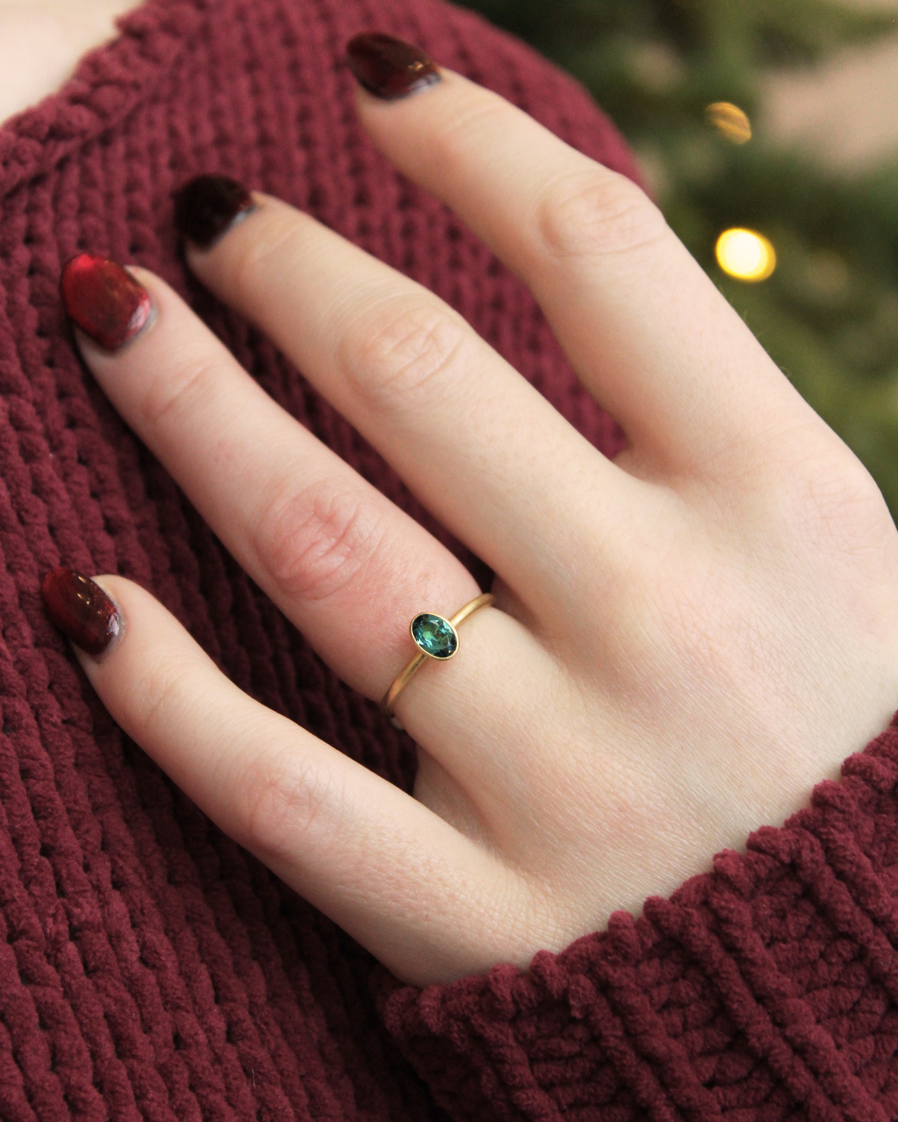 Montana Sapphire Solitaire Stacking Ring