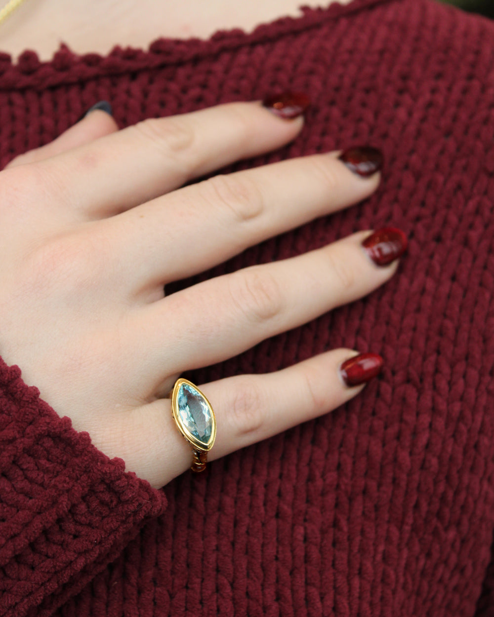 Harriet Flora Marquise Aqua Ring