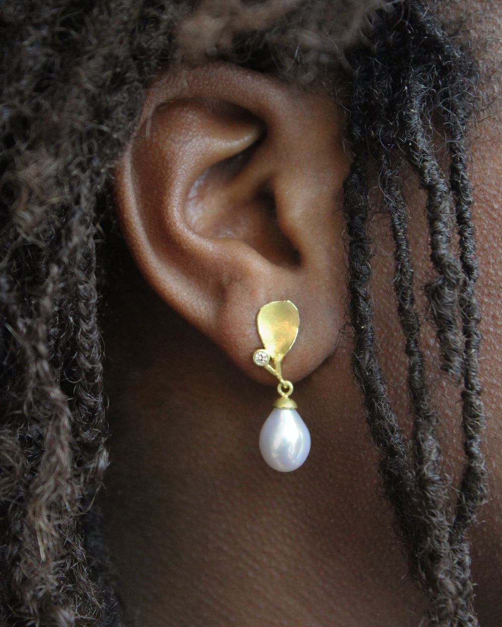 Pearl Drop and Diamond Earrings