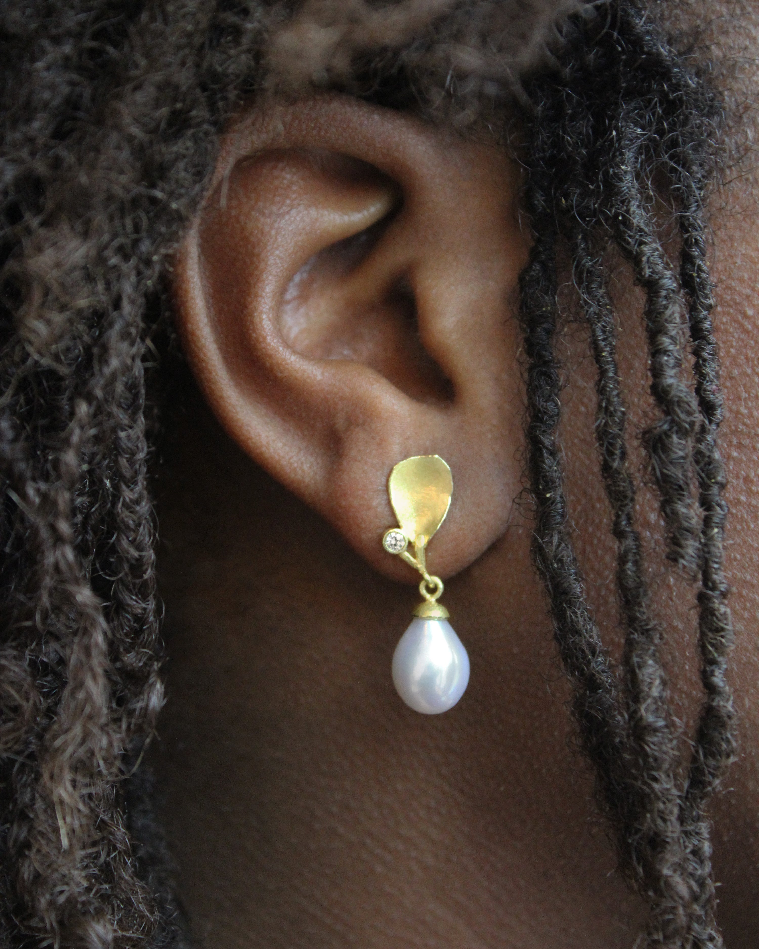 Pearl Drop and Diamond Earrings