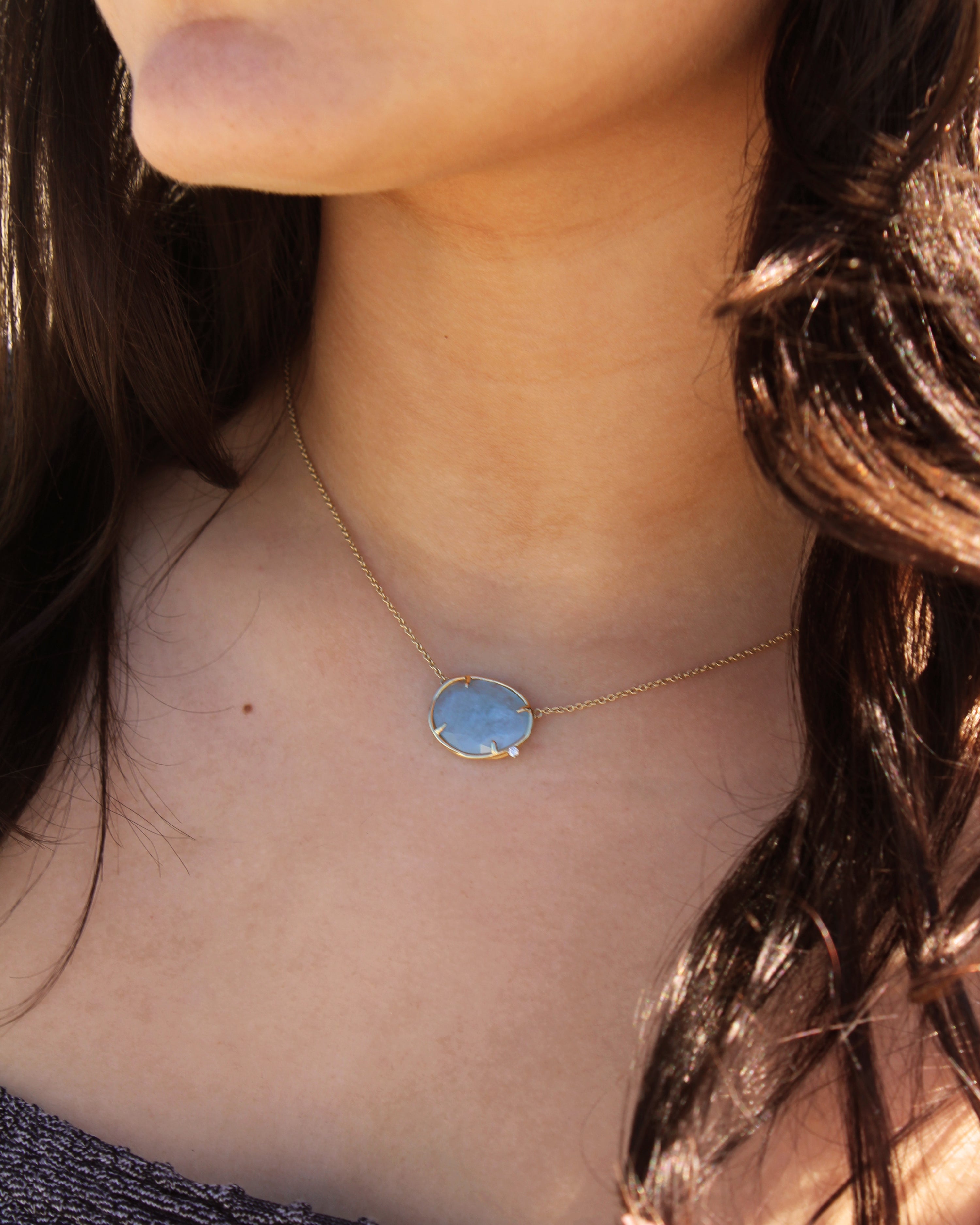 Aqua and diamond Necklace