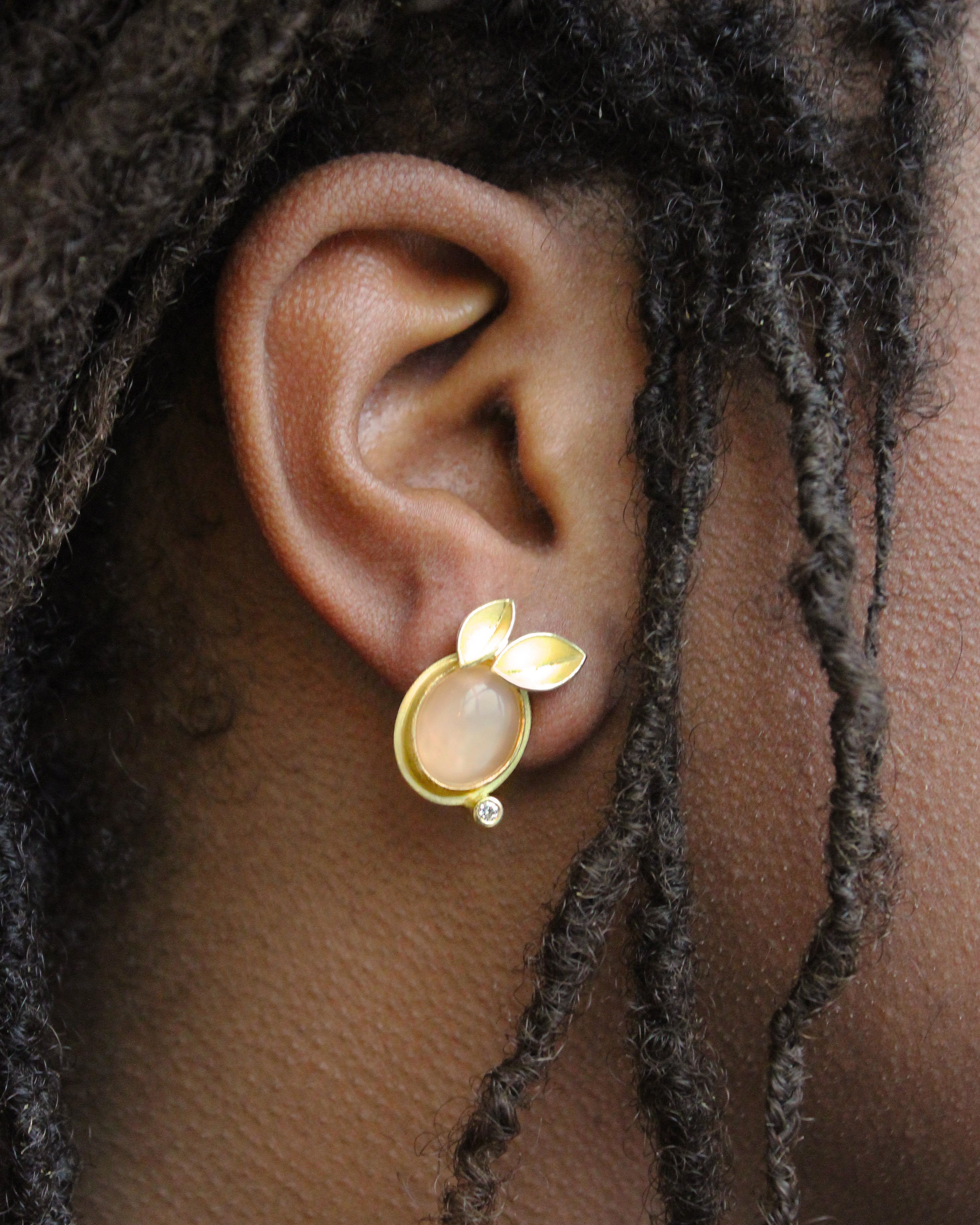 Moonstone and Diamond Earrings