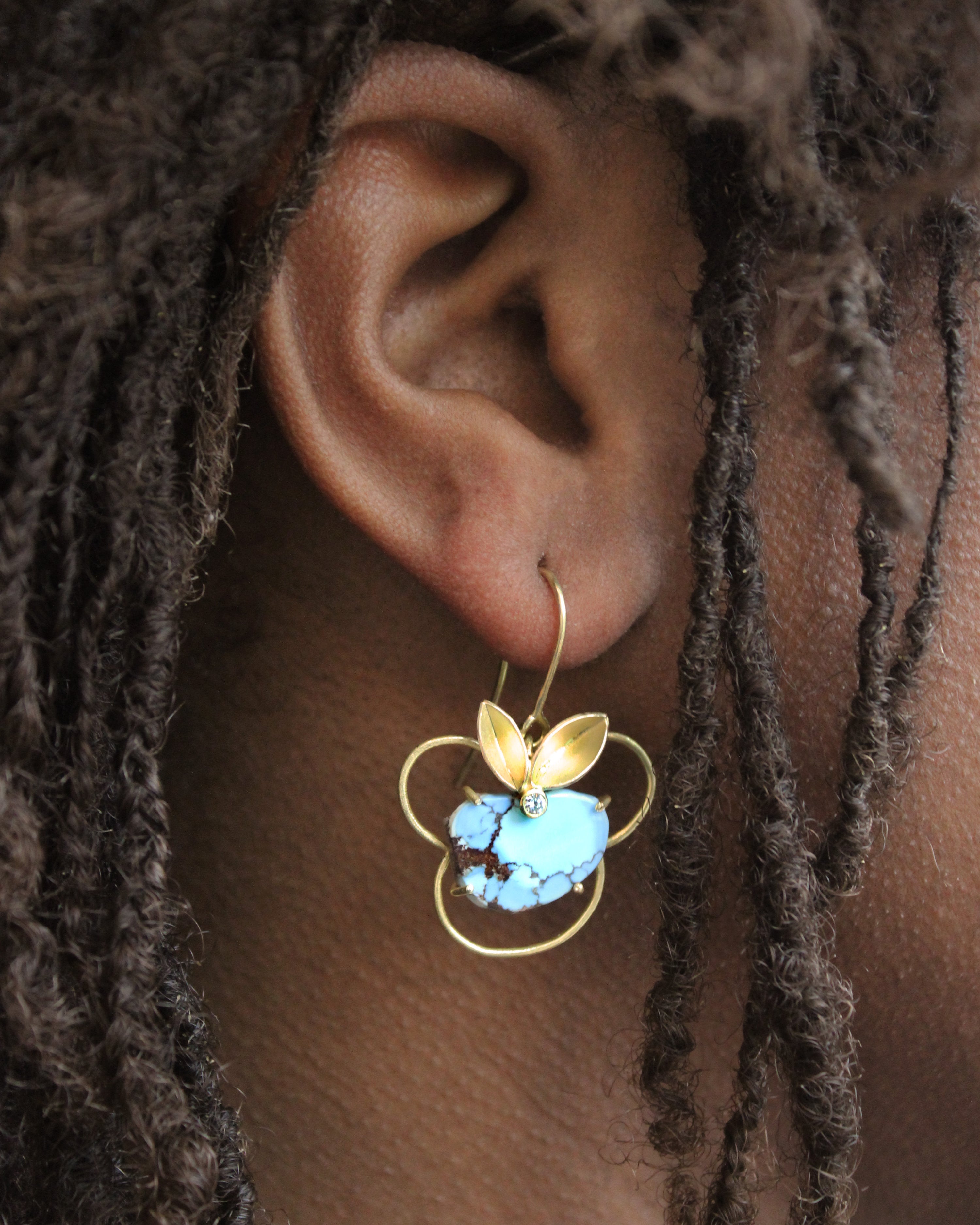 Kazakhstan Turquoise and Diamond Earrings