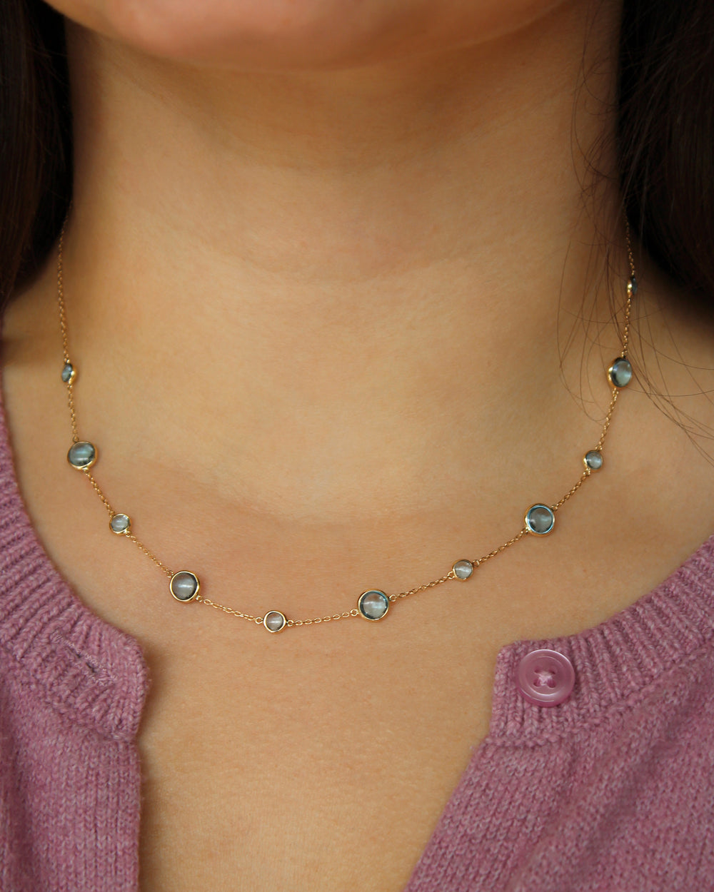 Blue Topaz Station Necklace