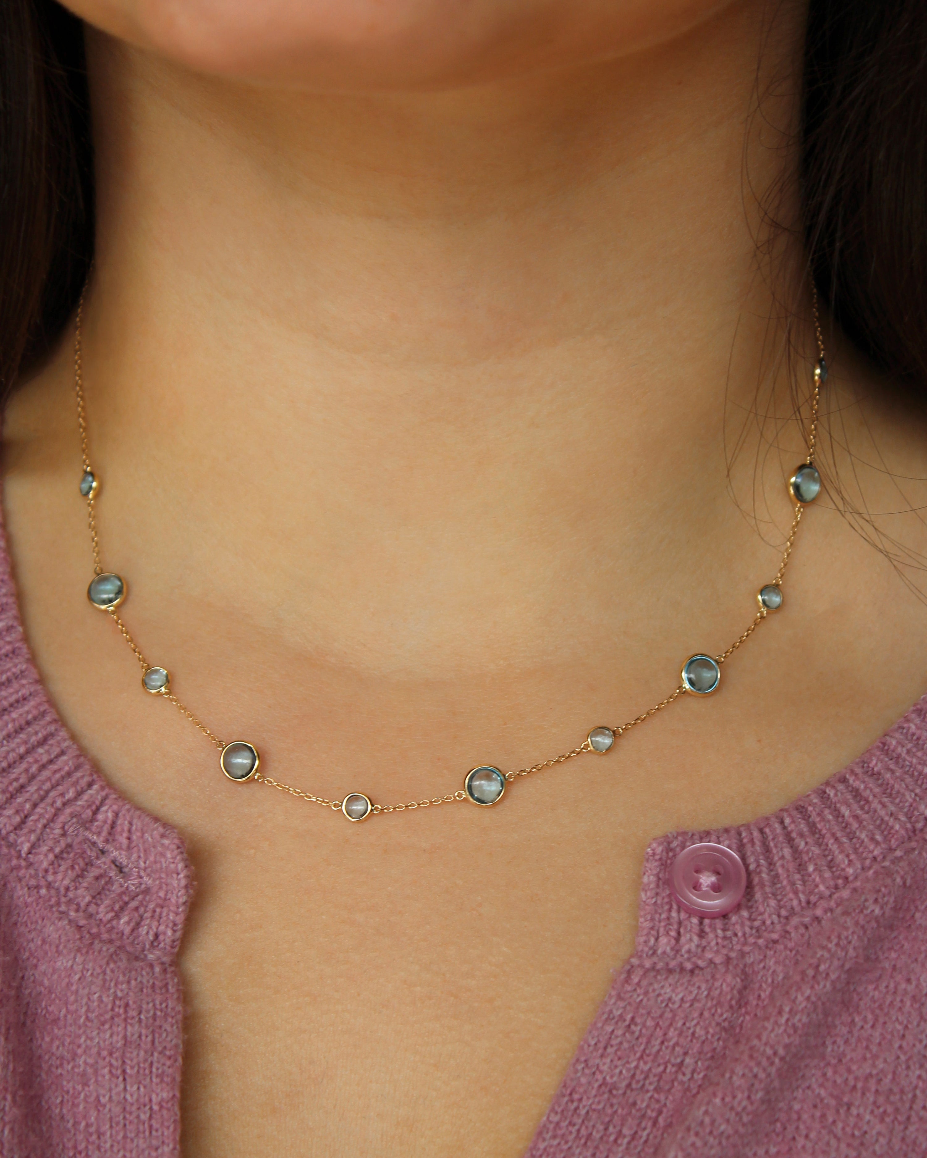 Blue Topaz Station Necklace