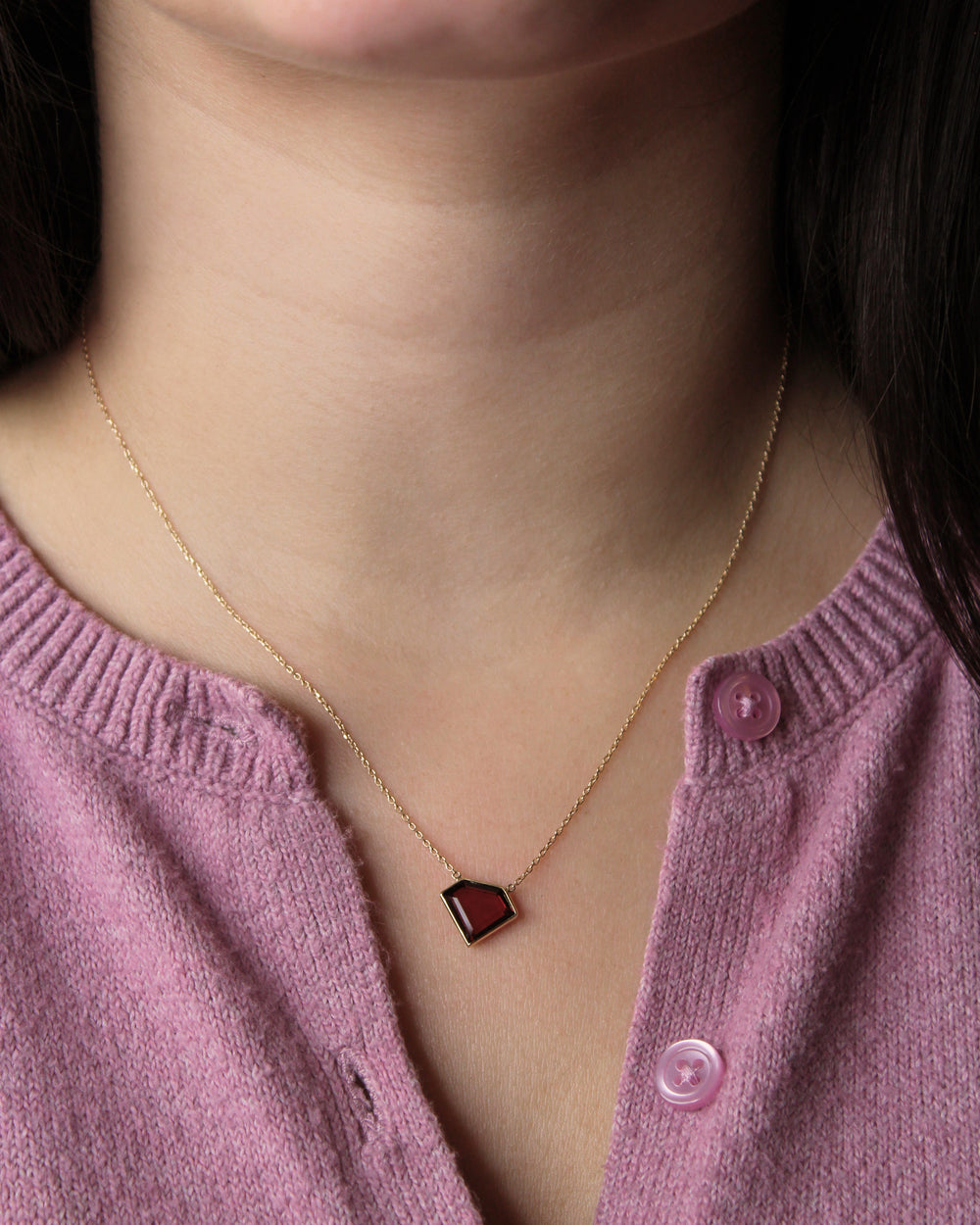Diamond Shaped Garnet Necklace
