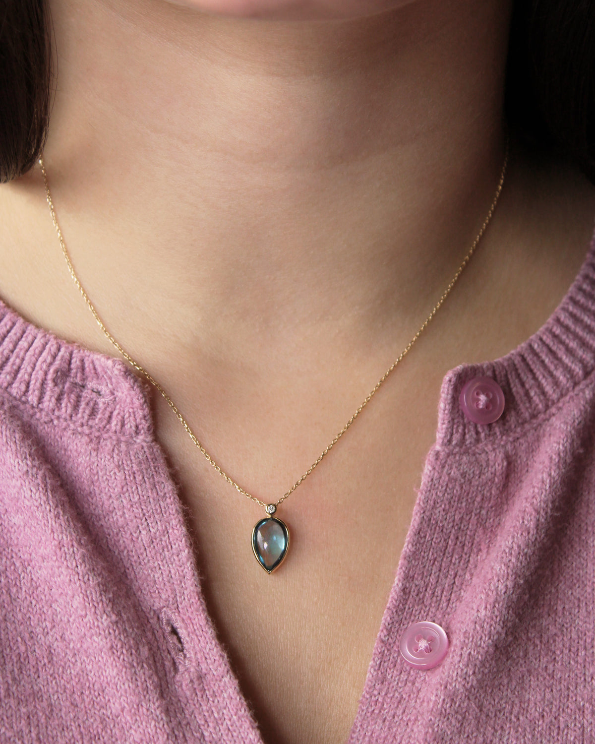 Smooth Topaz Drop Necklace