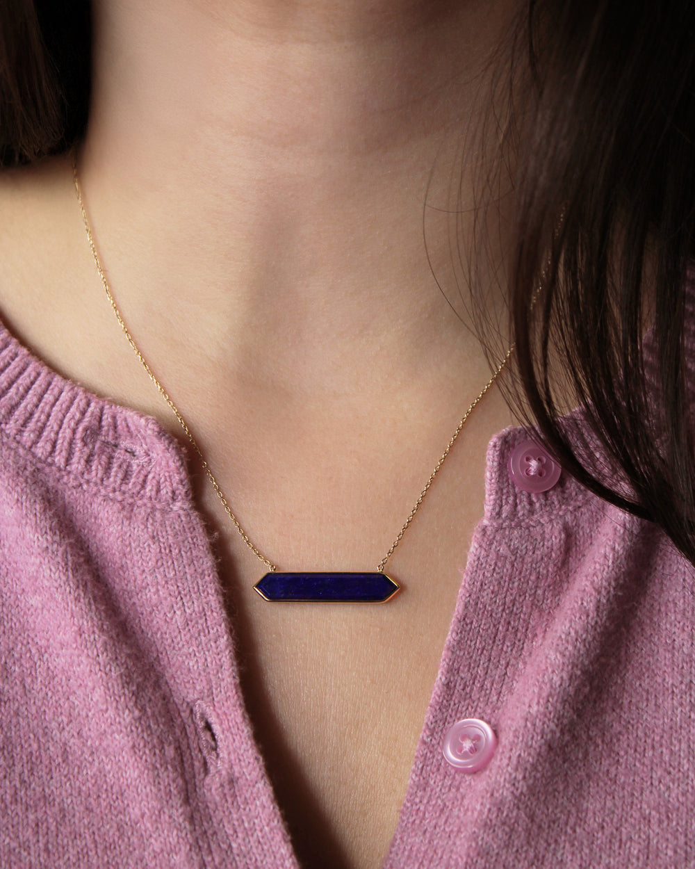 Hexagon Lapis Necklace