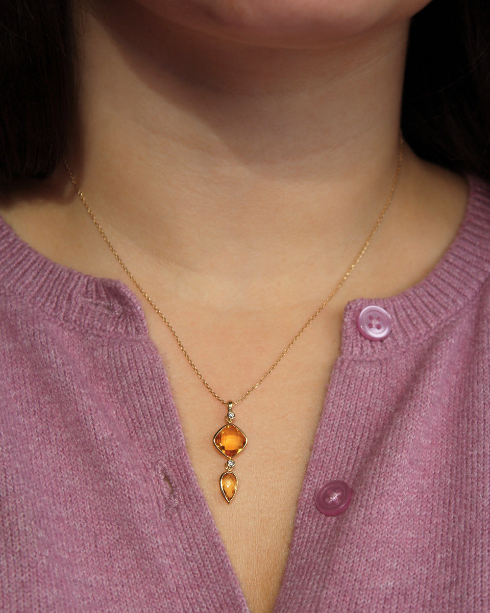 Madera Citrine and Diamond Pendant