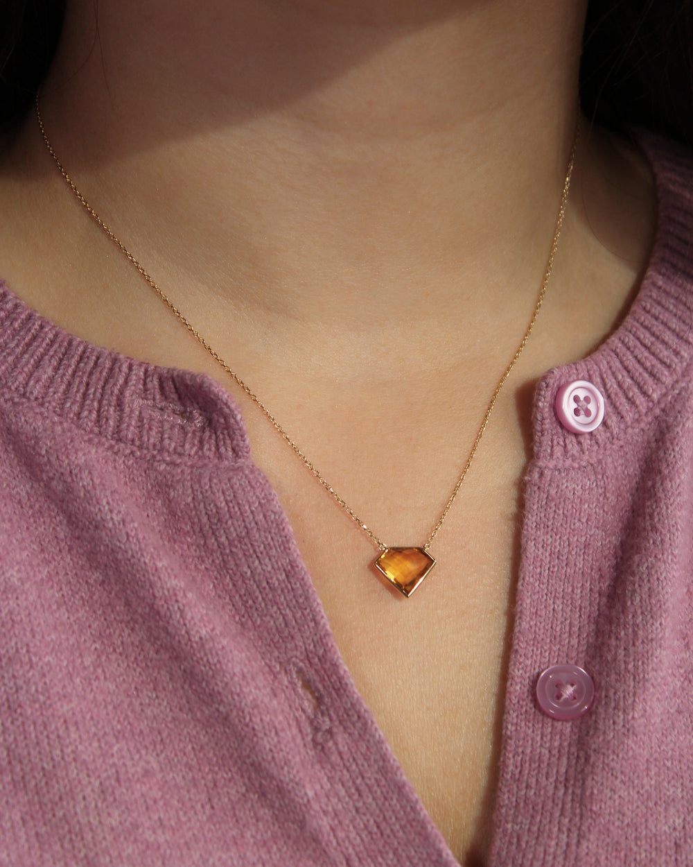 Diamond Shaped Madera Citrine Necklace