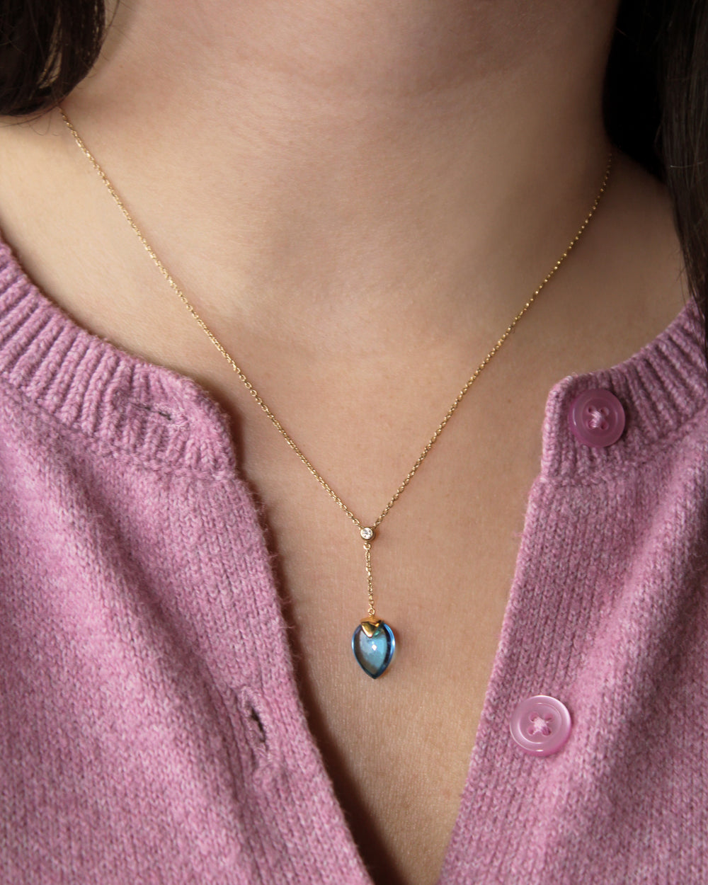 Smooth Topaz Pear "Y" Necklace