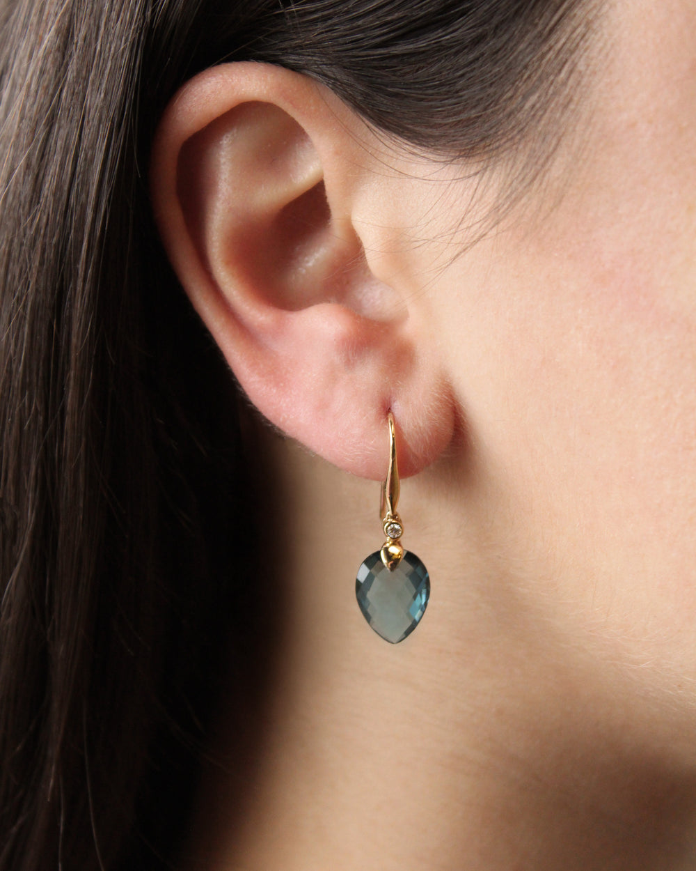 Diamond and London Blue Topaz Earrings