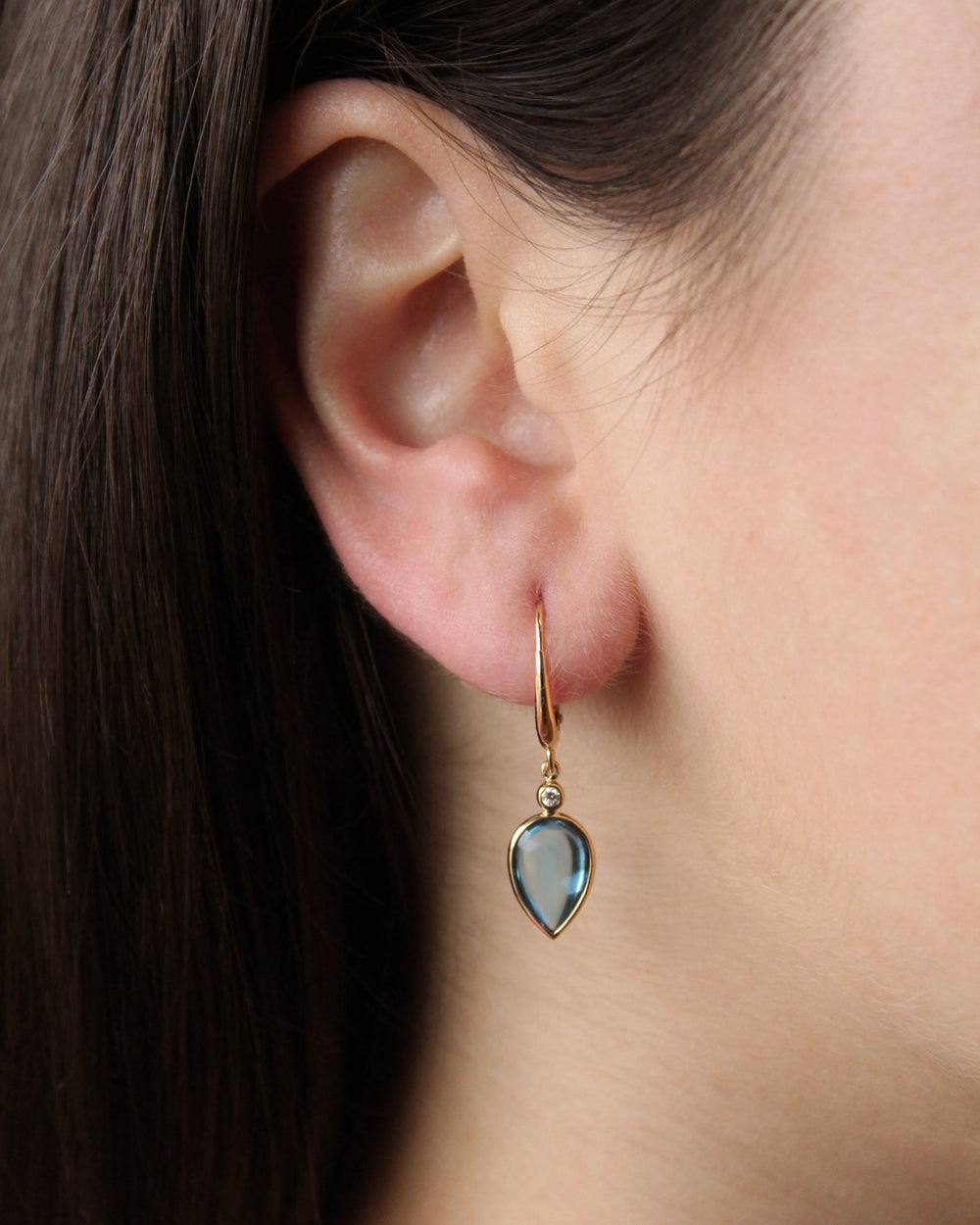 Diamond and London Blue Topaz Earrings