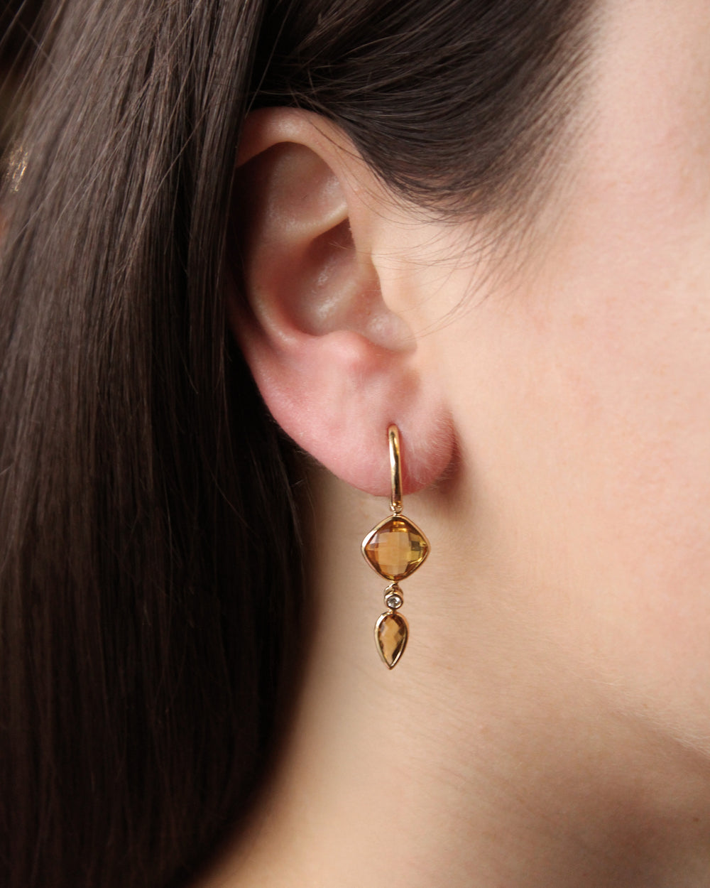 Madera Citrine and Diamond Earrings