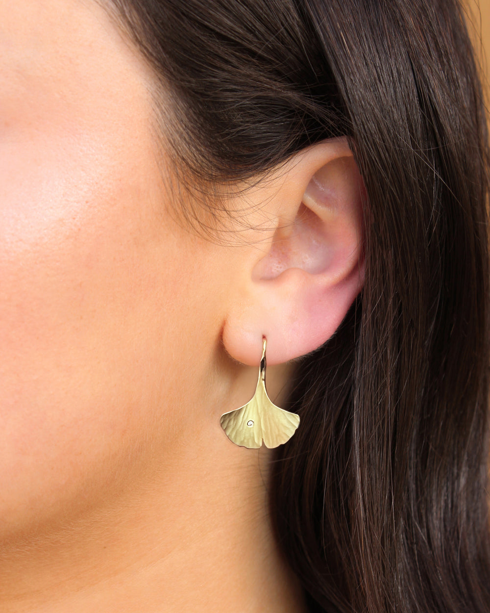 Gold Ginkgo Leaf Earrings