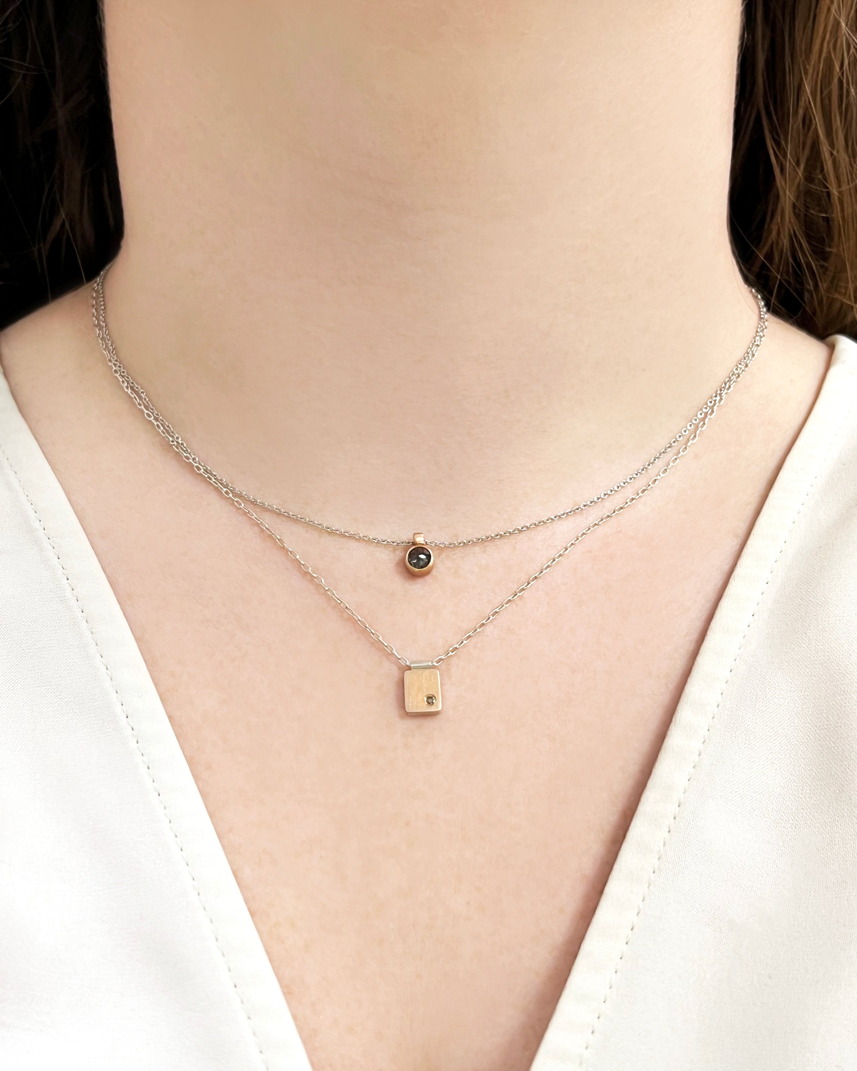 Salt and Pepper Diamond in Rose Gold Bezel Set Necklace