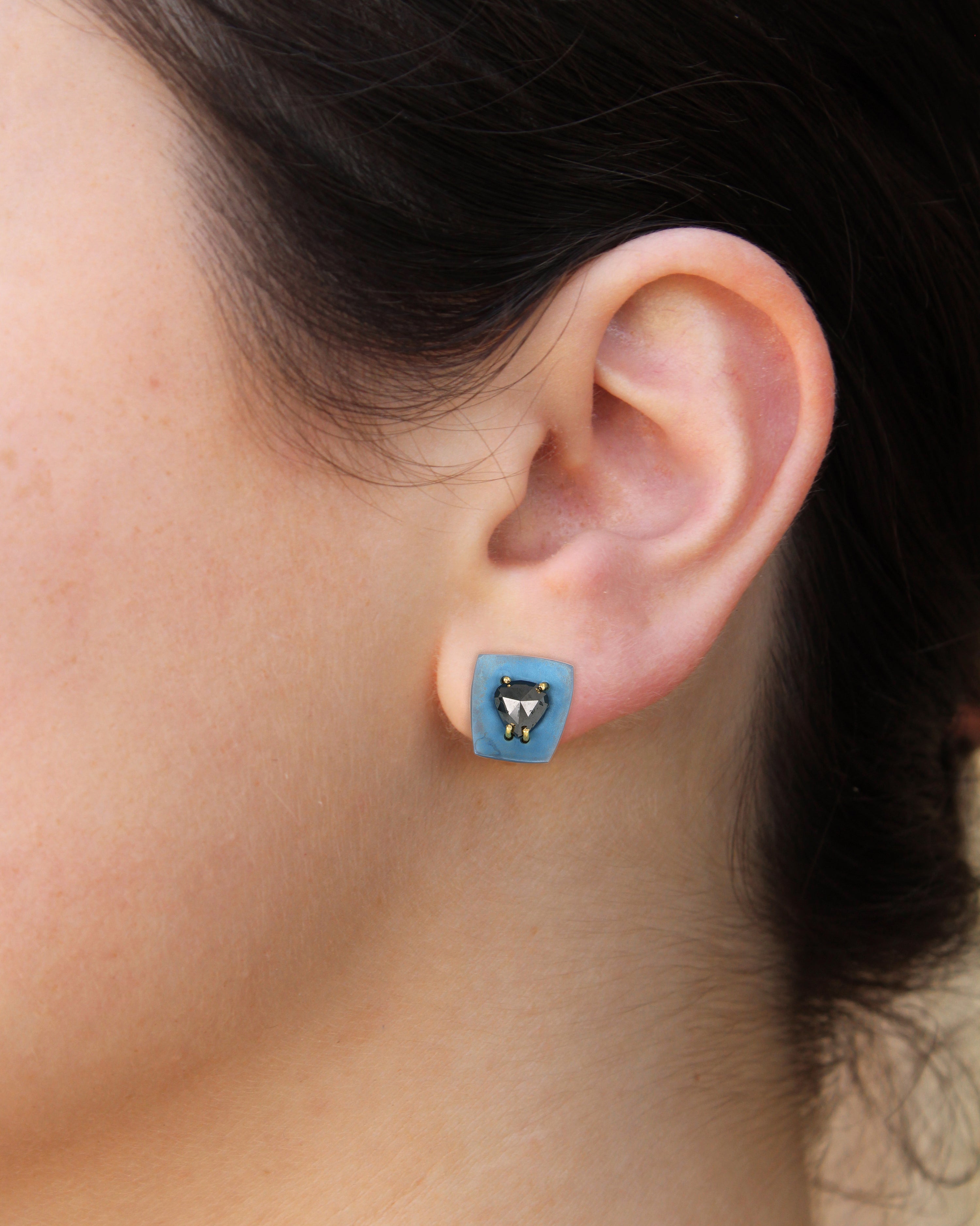Titanium Black & Blue Stud Earrings