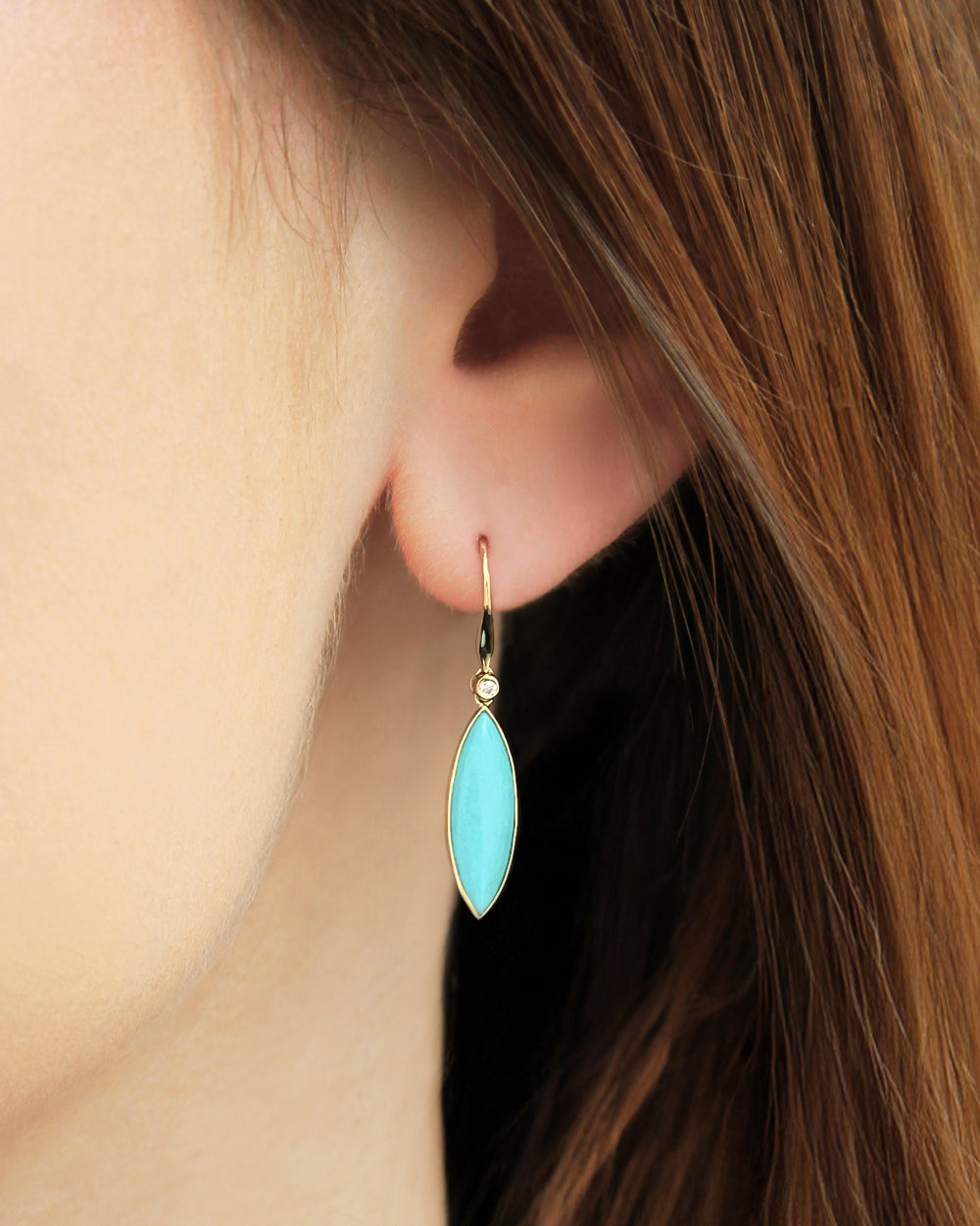 Elongated Marquise Turquoise Earrings