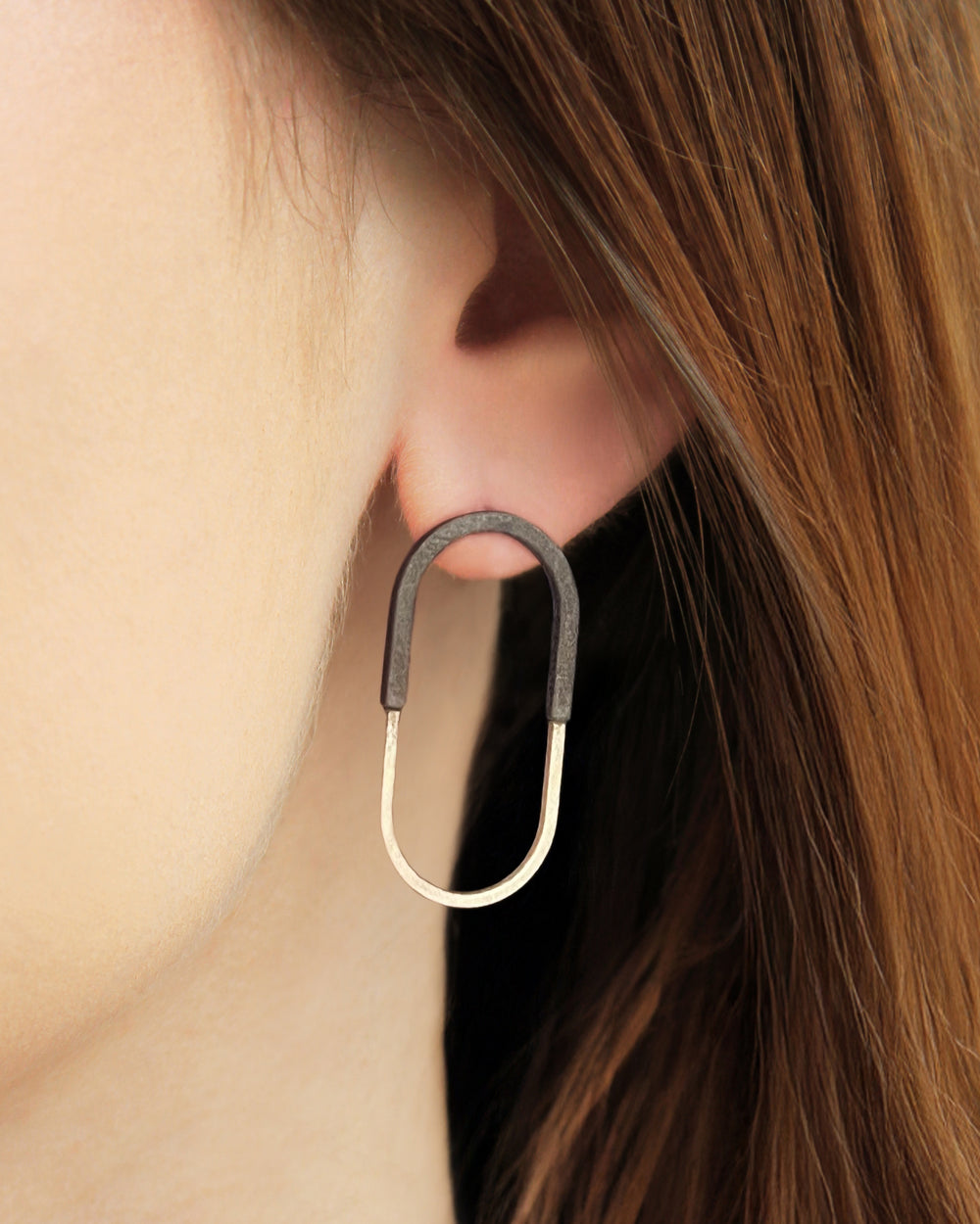 Two-Tone Oval Post Earrings
